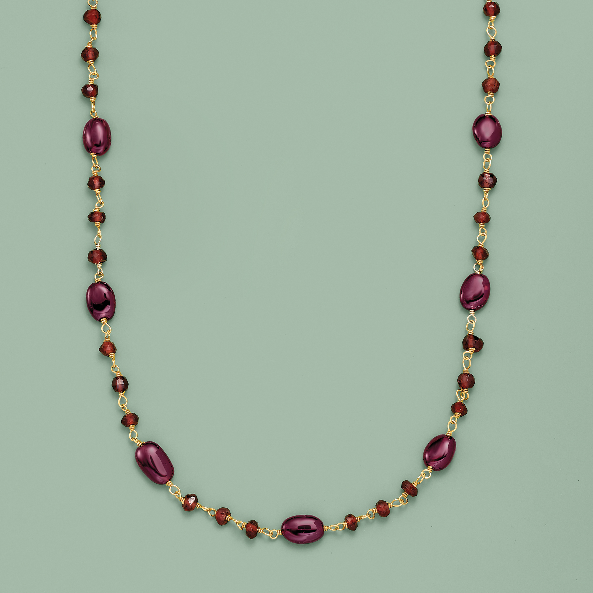 38.00 ct. t.w. Garnet Bead Necklace in 14kt Gold Over Sterling | Ross