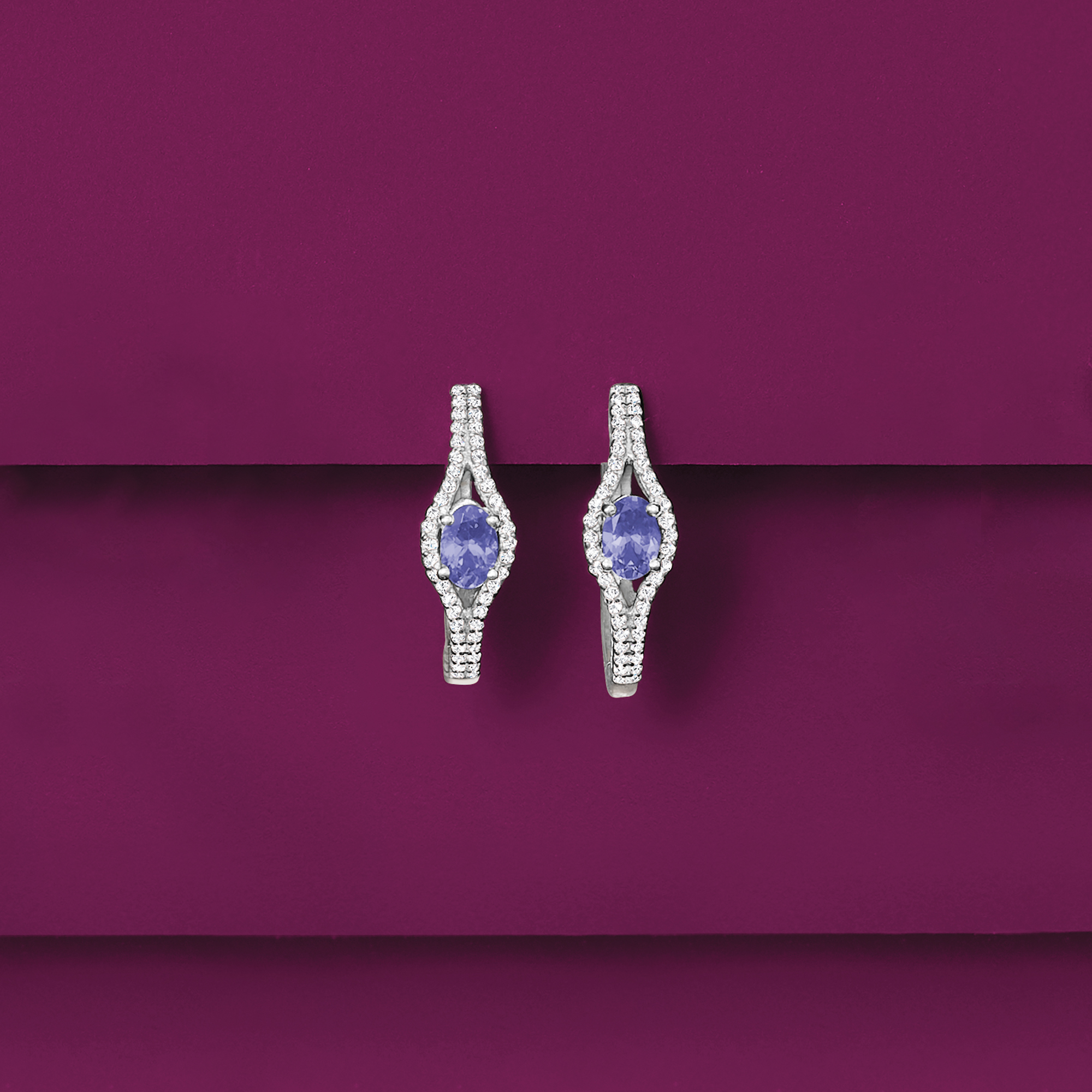 80 ct. t.w. Tanzanite and .60 ct. t.w. White Zircon Hoop