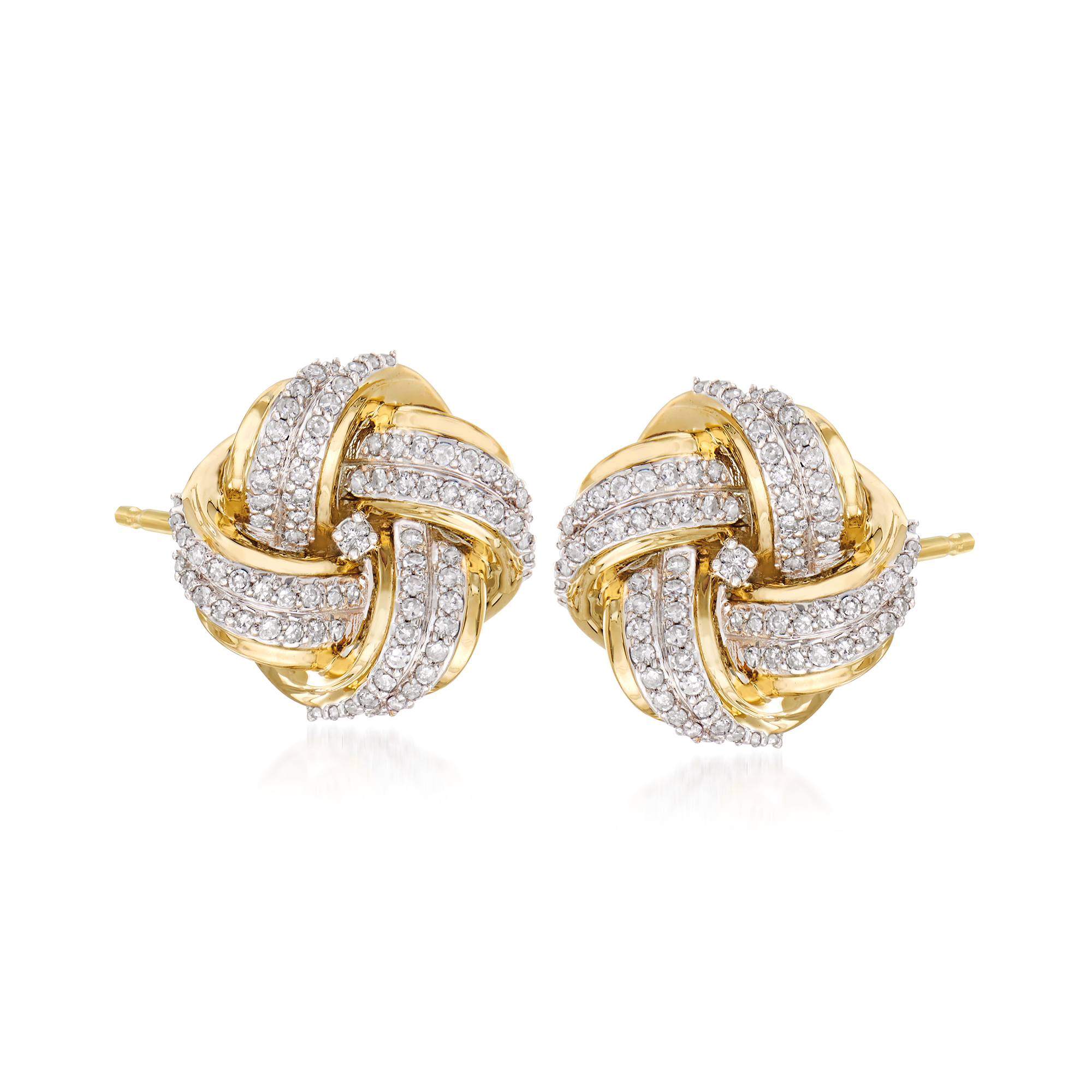 .50 ct. t.w. Diamond Love Knot Earrings in 14kt Yellow Gold | Ross 