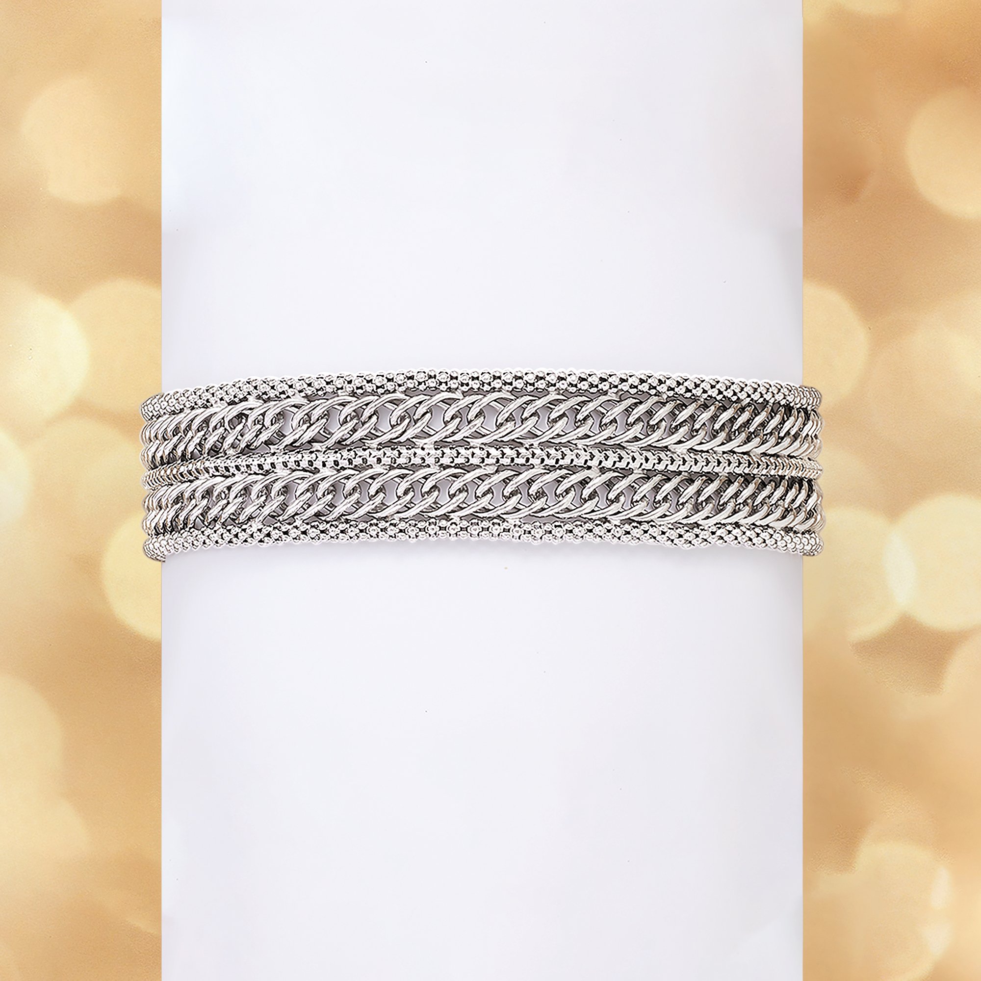 Italian Sterling Silver Popcorn Chain and Curb Link Bracelet