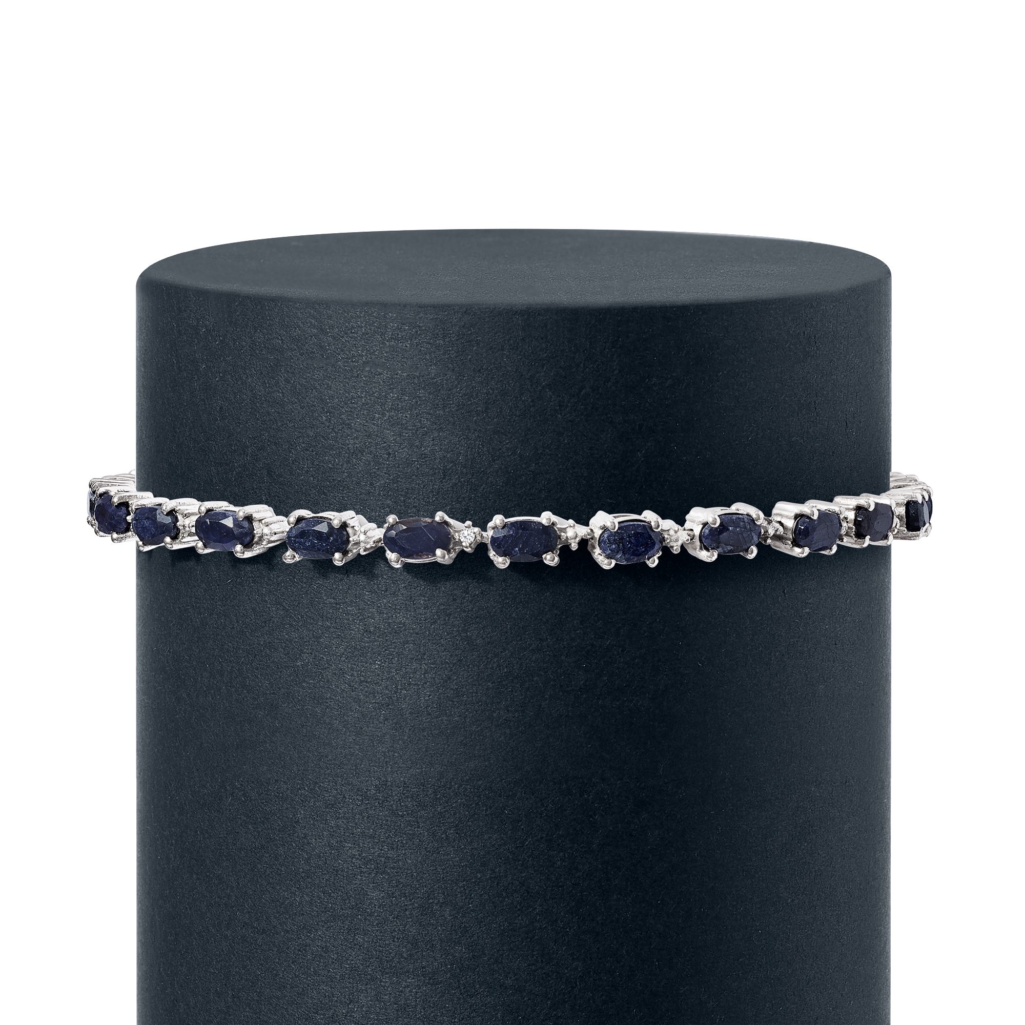 8.40 ct. t.w. Sapphire Bracelet with Diamonds in Sterling Silver