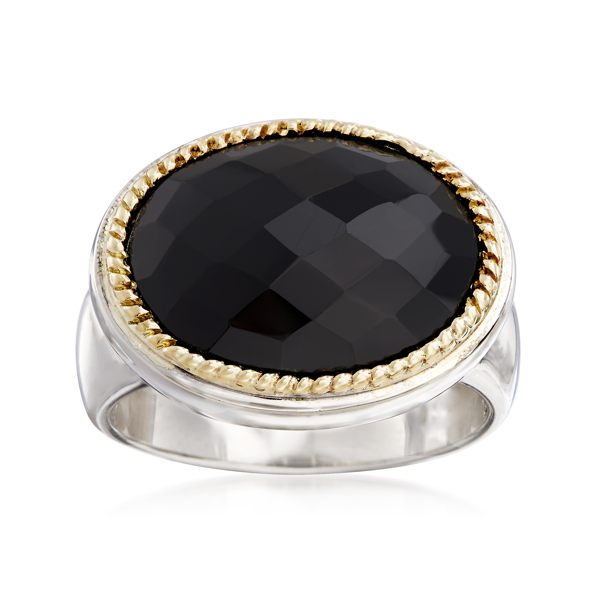 Sterling Silver with 14k Black Onyx with Diamond Ring 