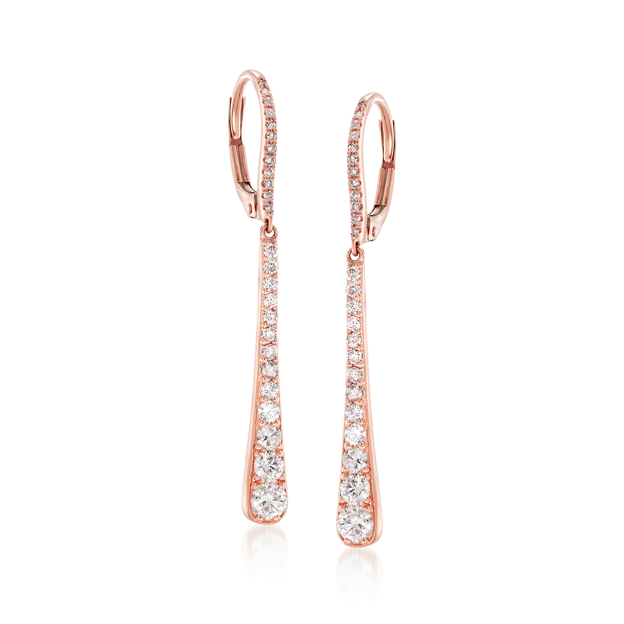 Ross-Simons 0.10 ct Diamond Flower Earrings in 14kt Rose Gold t.w Ross-Simons 0.10 ct Diamond Flower Earrings in 14kt Rose Gold t.w