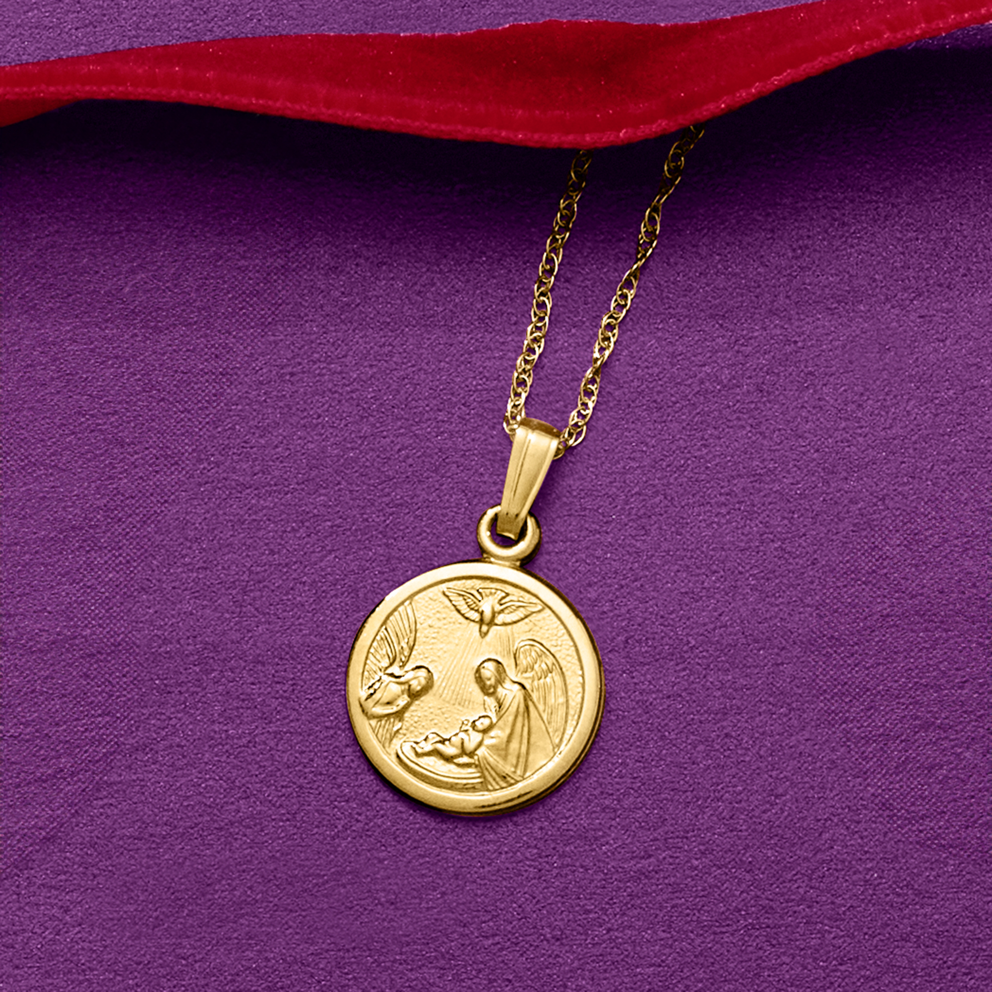 Child's 14kt Yellow Gold Guardian Angel Pendant 15&quot