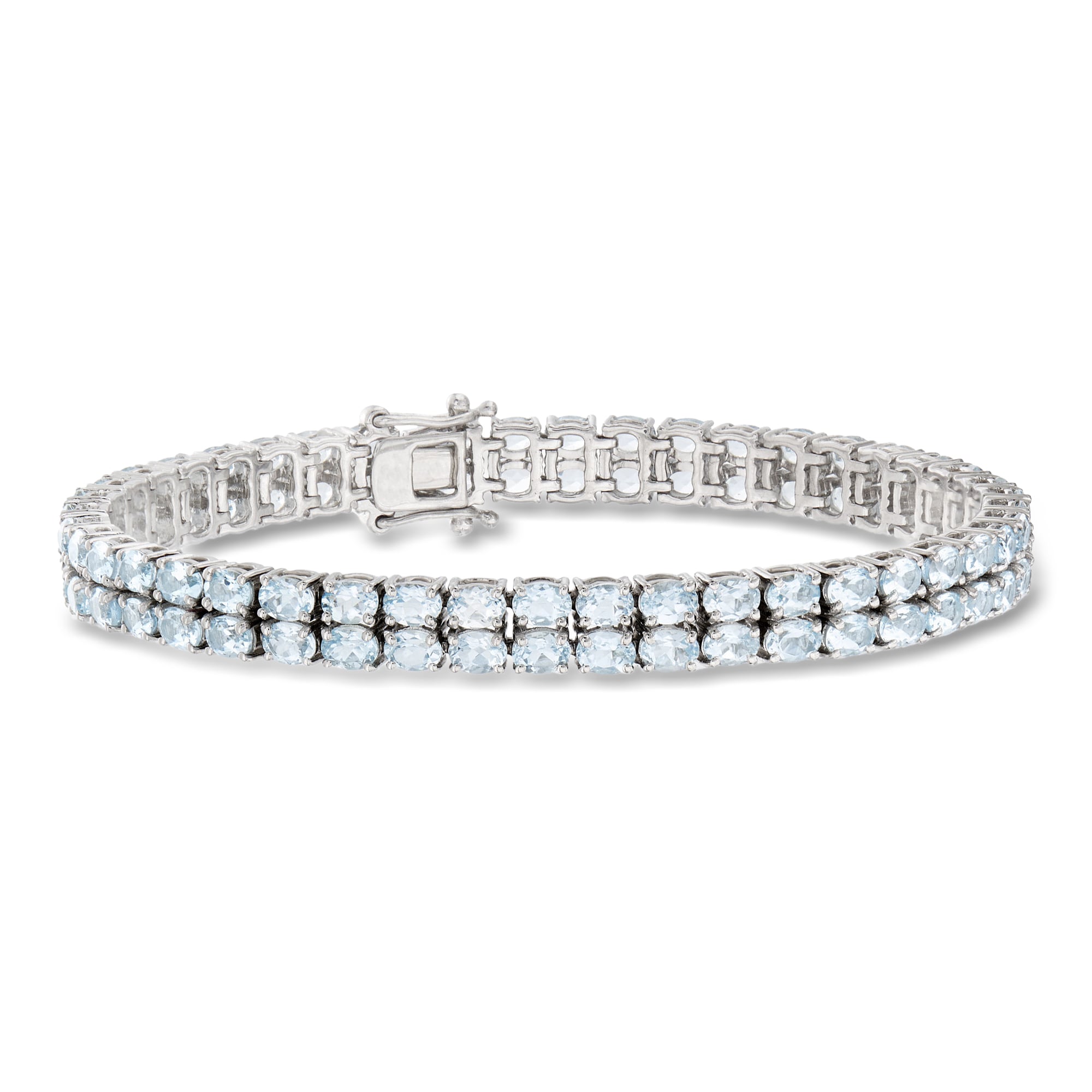 13.00 ct. t.w. Aquamarine Two-Row Tennis Bracelet in Sterling