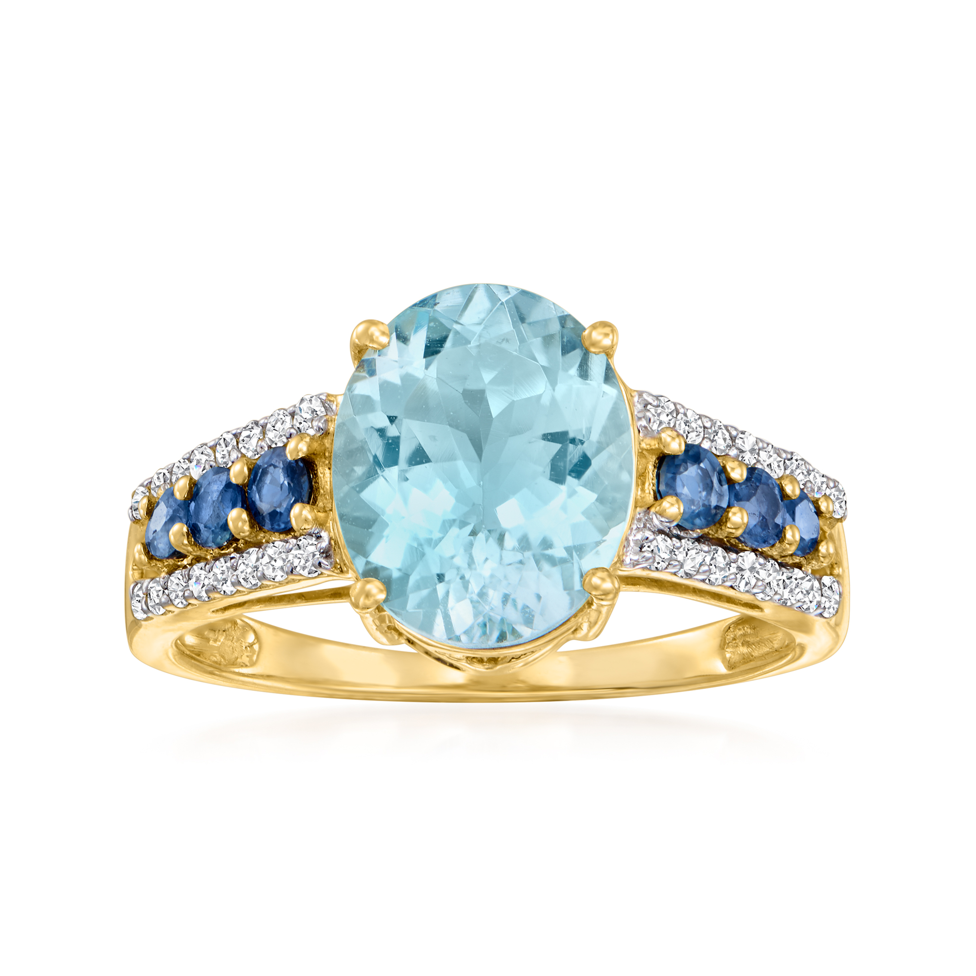 1.90 Carat Aquamarine, .10 ct. t.w. Sapphire and .17 ct. t.w. ...