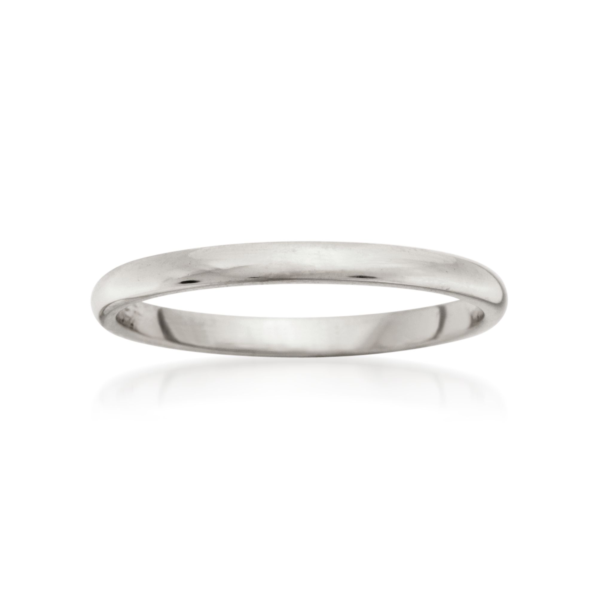 Mens and Womens 18k White Gold Plain Wedding Band 2mm Wide