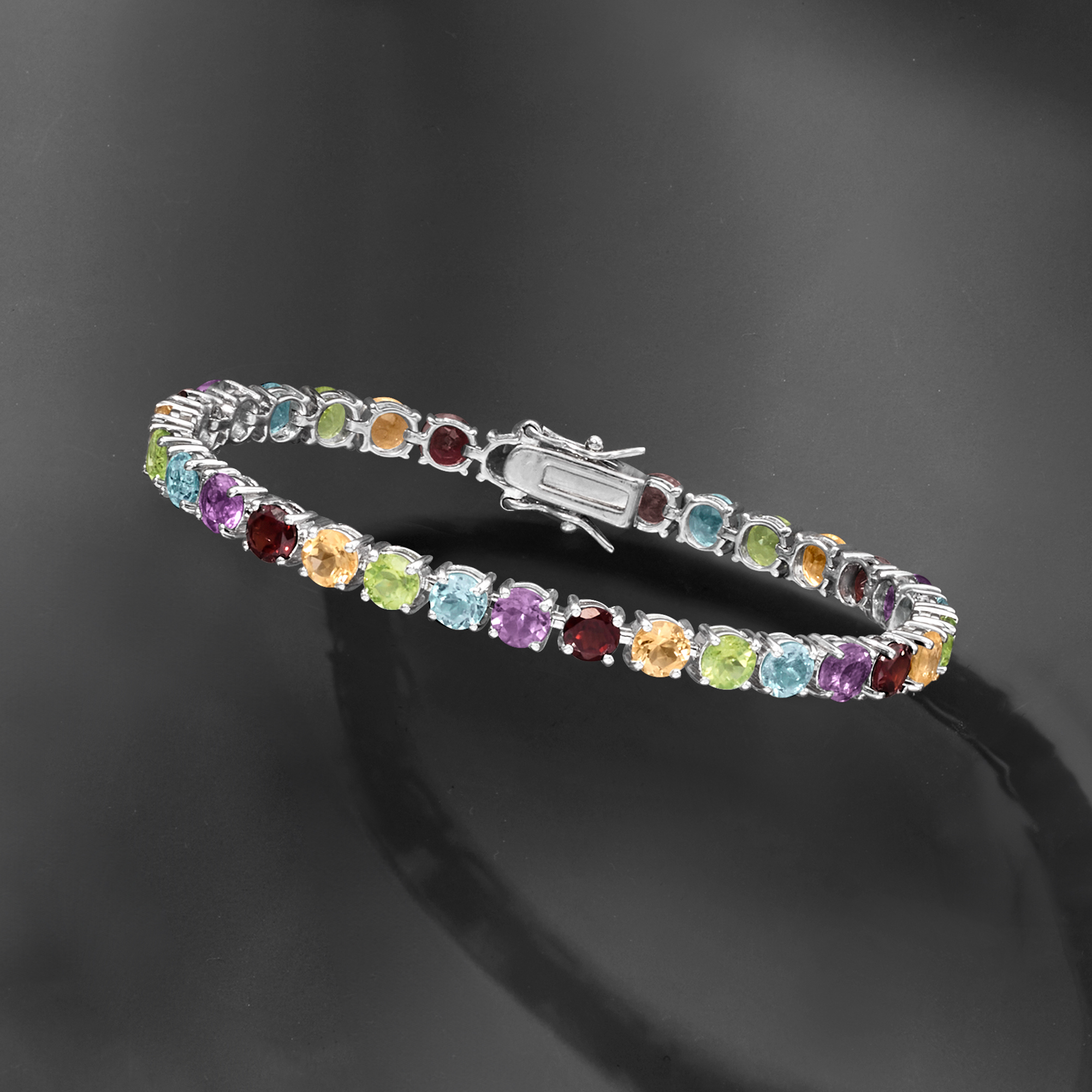 18.60 ct. t.w. Multi-Gemstone Tennis Bracelet in Sterling Silver