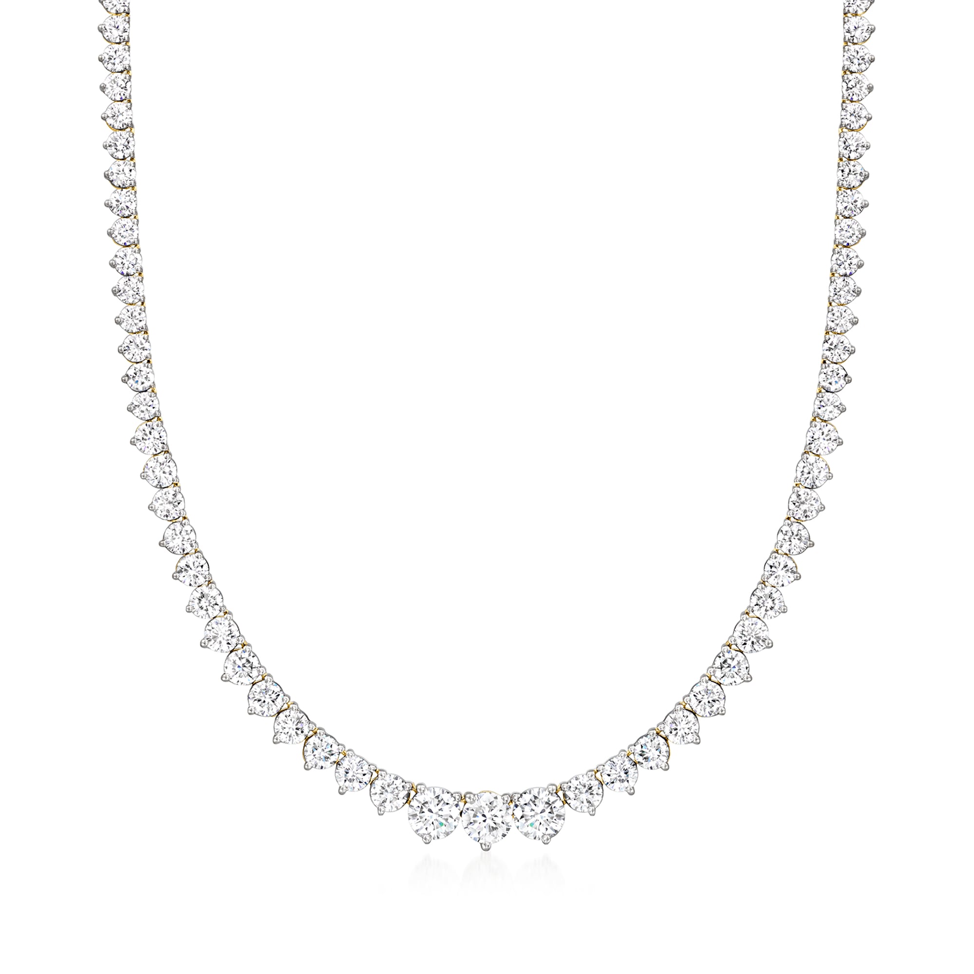 16.00 ct. t.w. Graduated Lab-Grown Diamond Tennis Necklace in 14kt