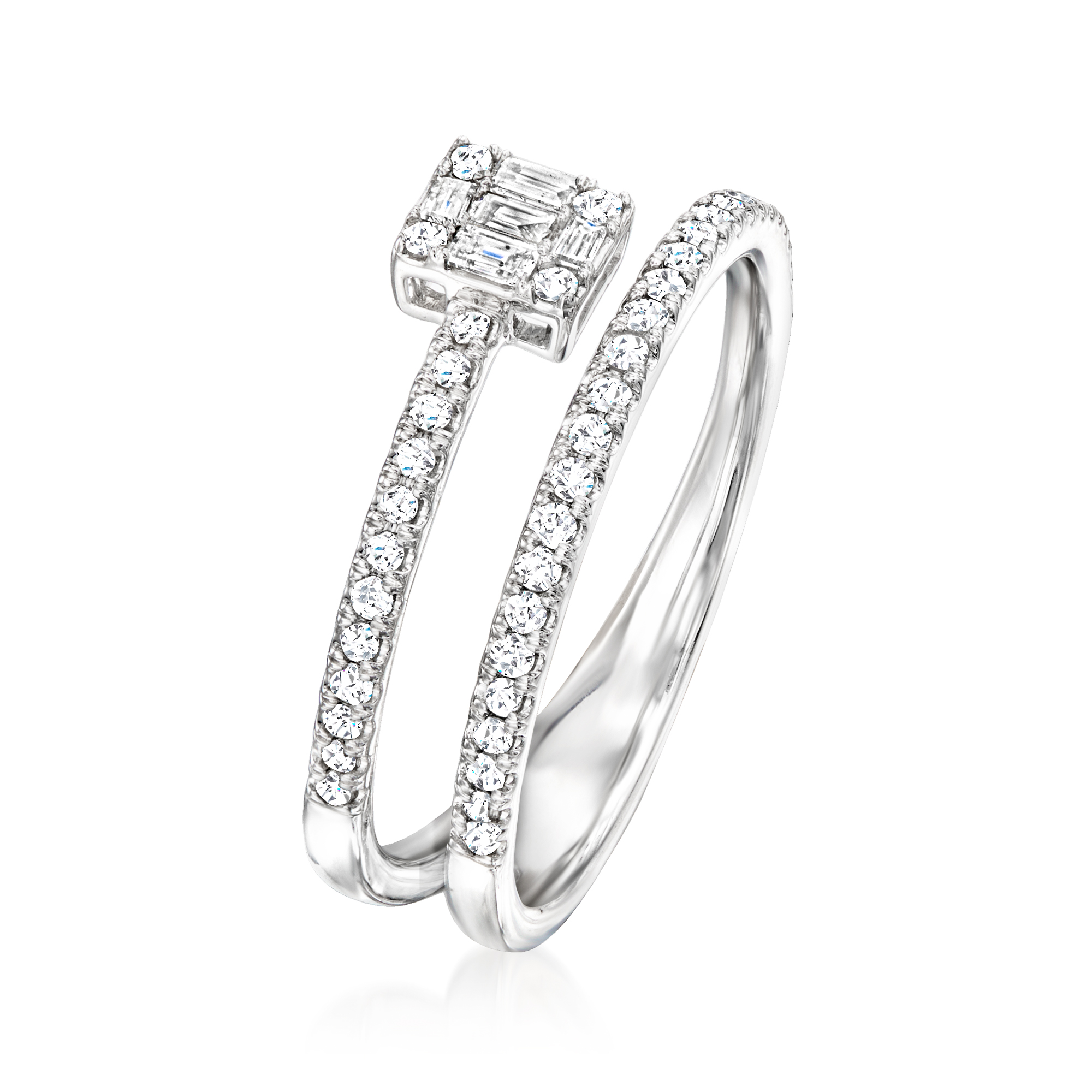 33 ct. t.w. Diamond Square Cluster Bypass Ring in 14kt White