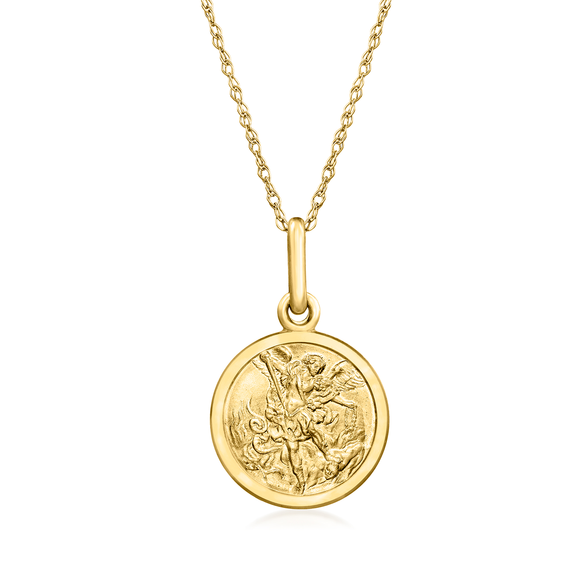 14kt Yellow Gold Saint Michael Pendant Necklace | Ross Simons