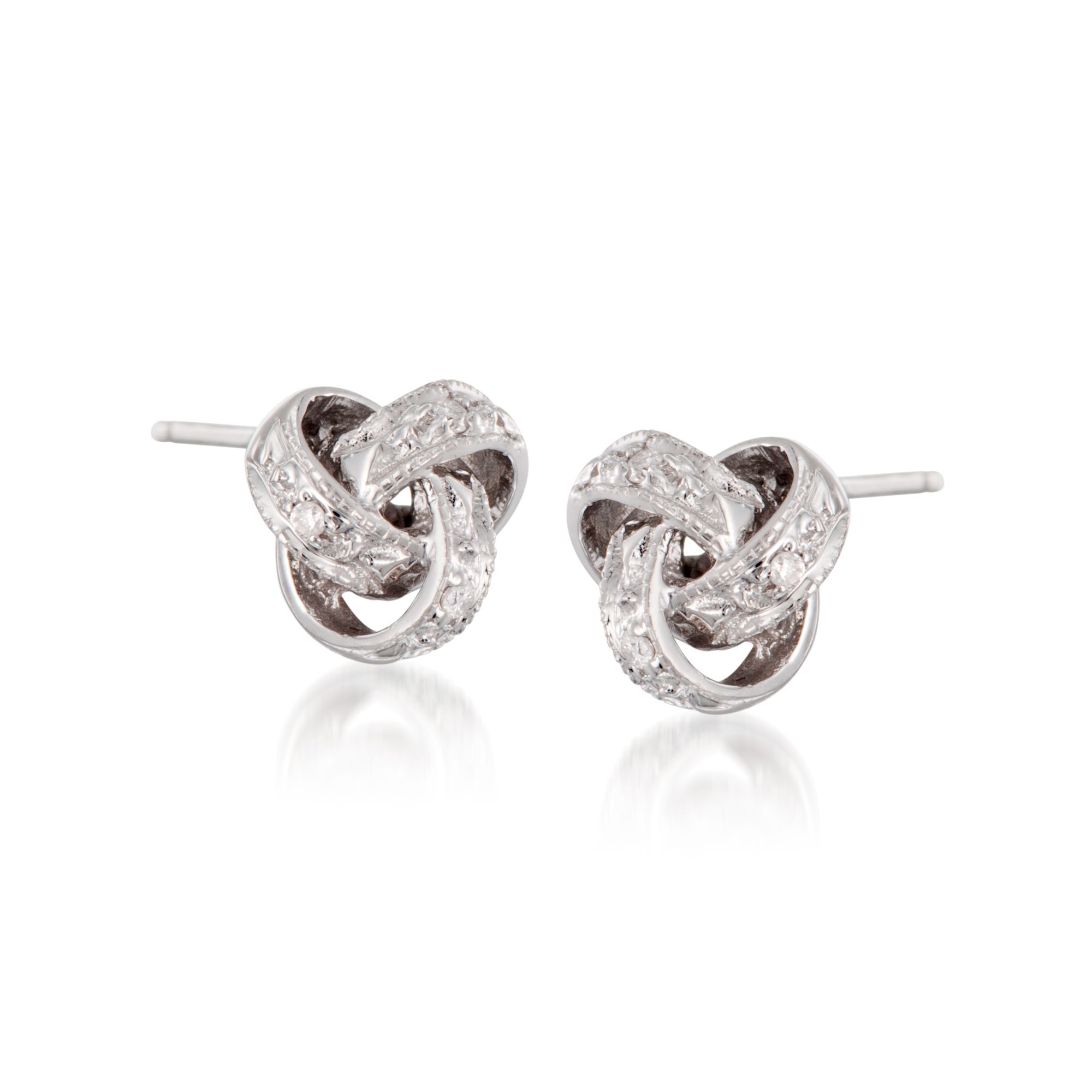Diamond Accent Love Knot Earrings In 14kt White Gold Ross Simons