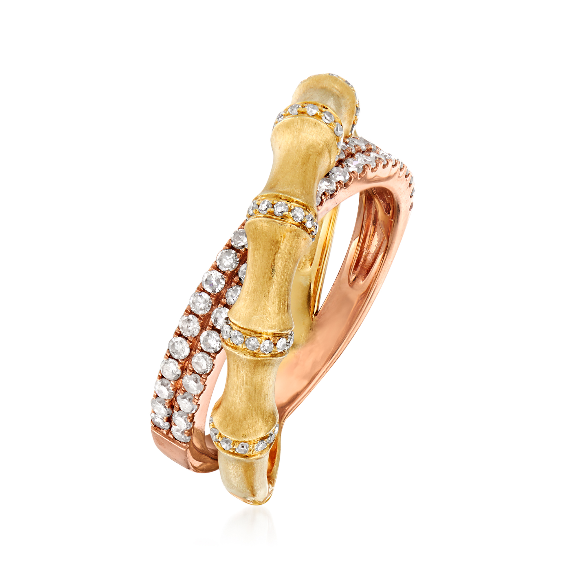 ◆VINTAGE HOLLYWOOD◆ Twotone Ring EarringsVH25NNEA100V VH24 Unique Two Tone Wave Two Diamond Engagement Ring