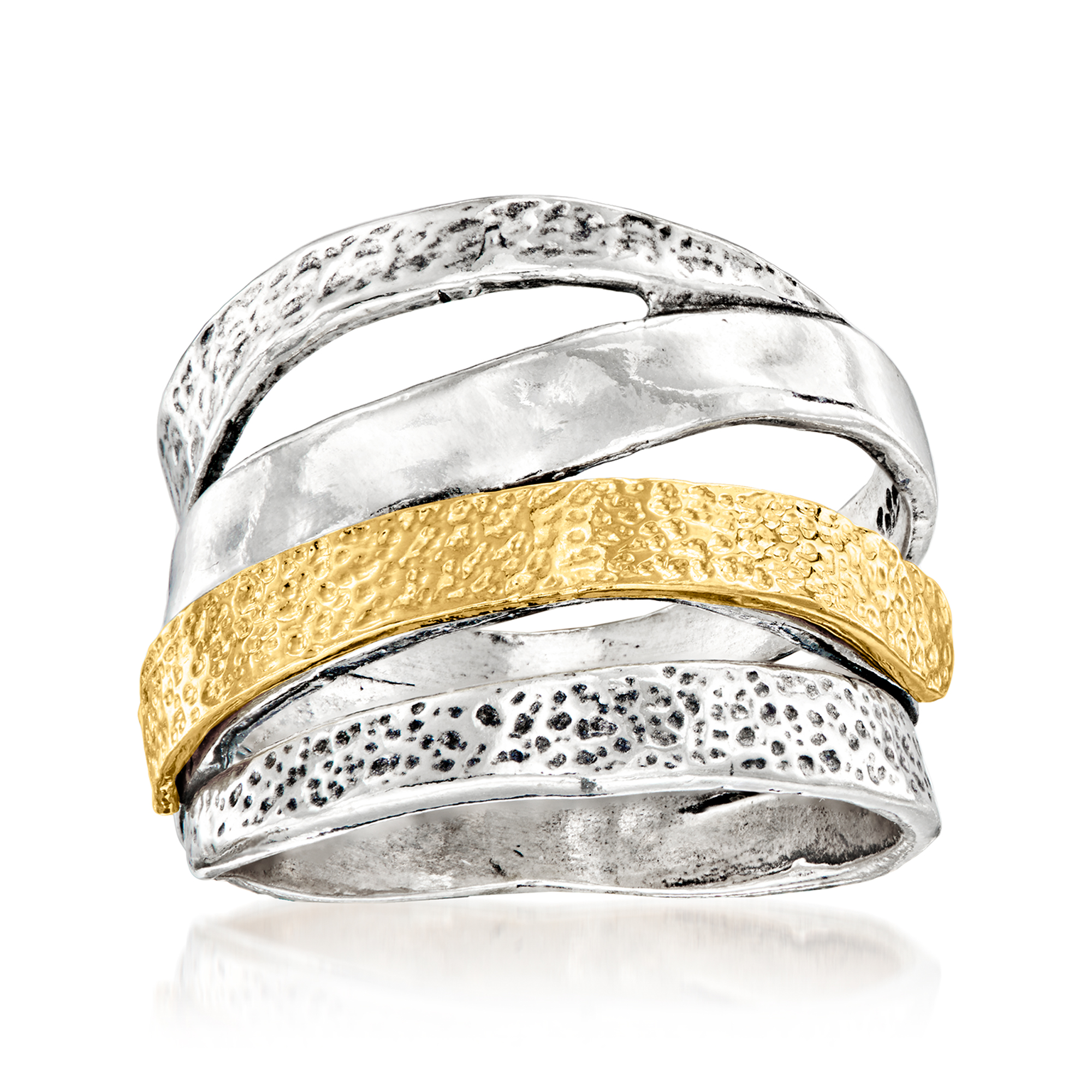 Sterling Silver and 18kt Gold Over Sterling Textured and