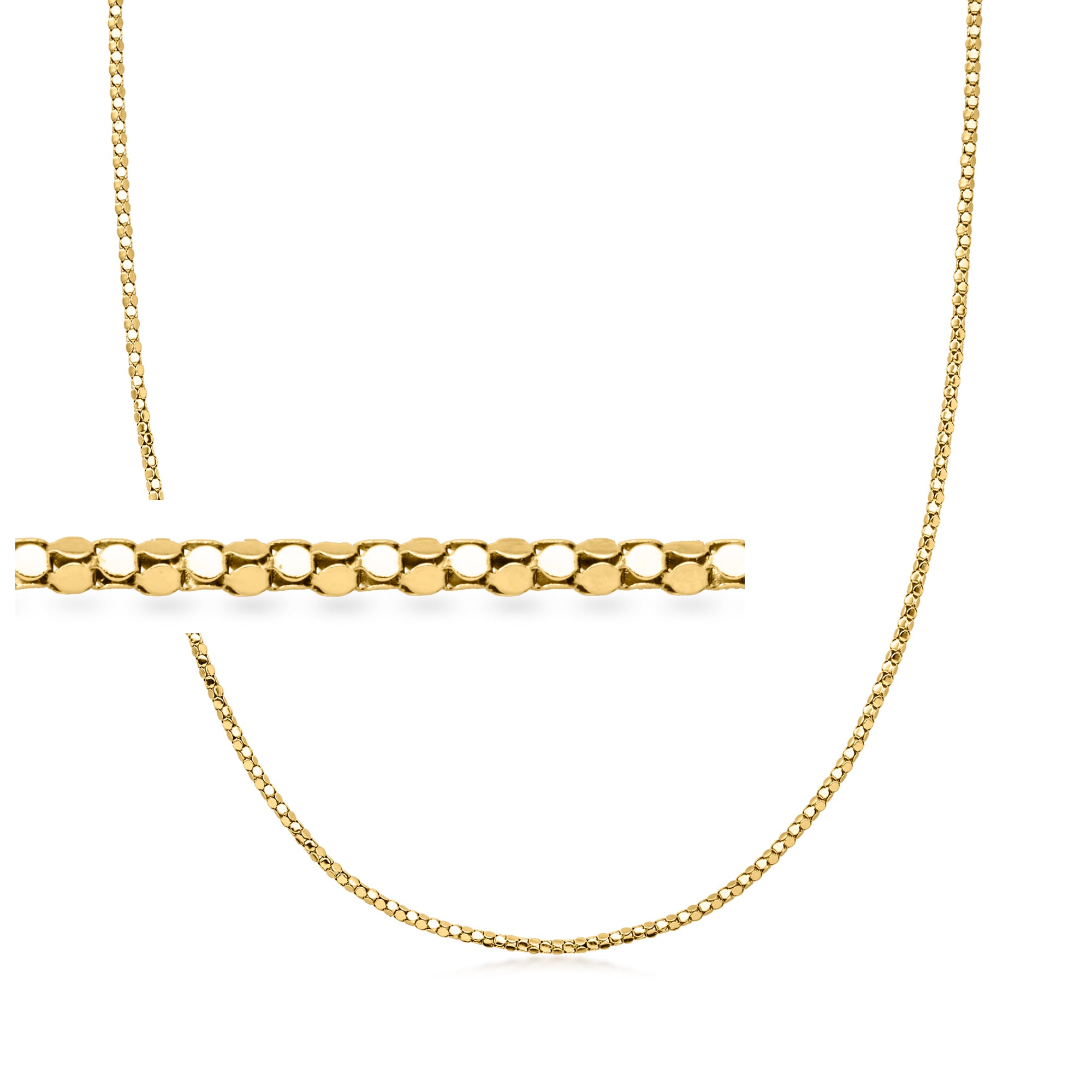 Rammer.ひな祭り.silver. gold.ゴールド18K C. 2000 Vintage 2mm 14kt Yellow Gold Popcorn-Chain Necklace