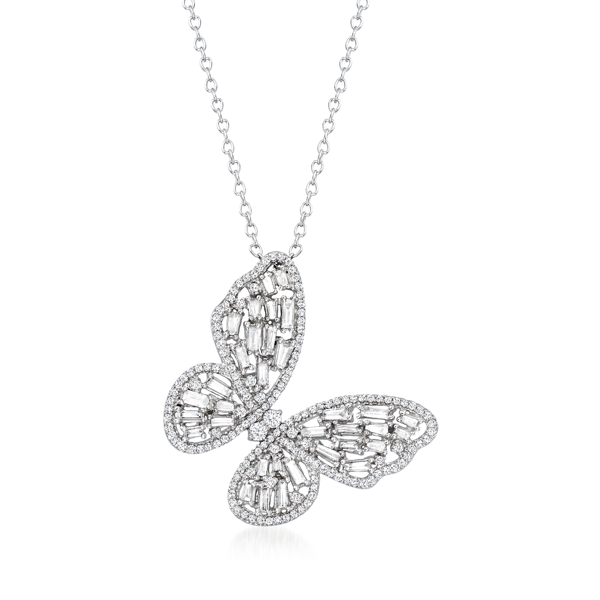 1.00 ct. t.w. Diamond Butterfly Pendant Necklace in 14kt