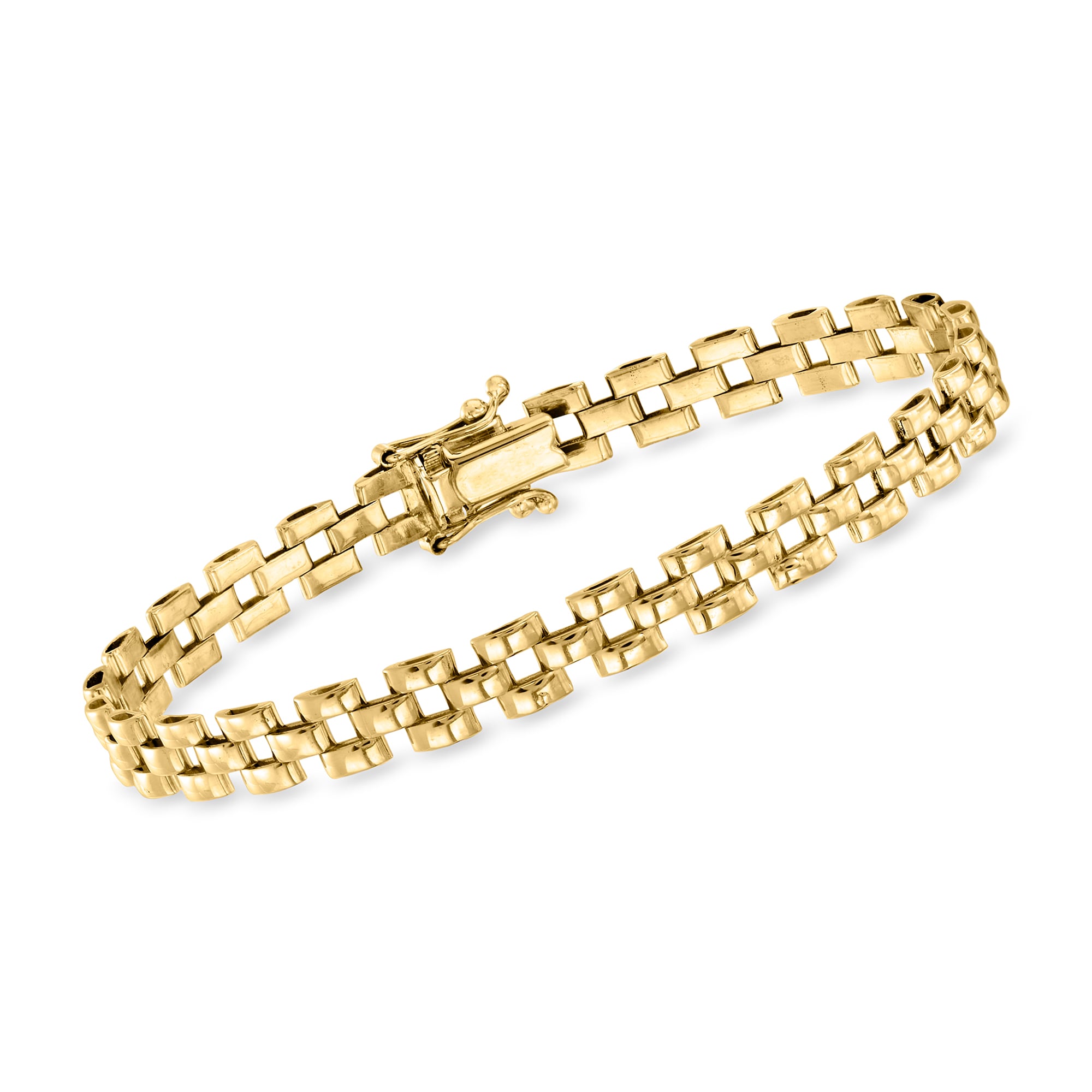 14k Yellow Gold Mens Panther Link Bracelet (9.30 mm)