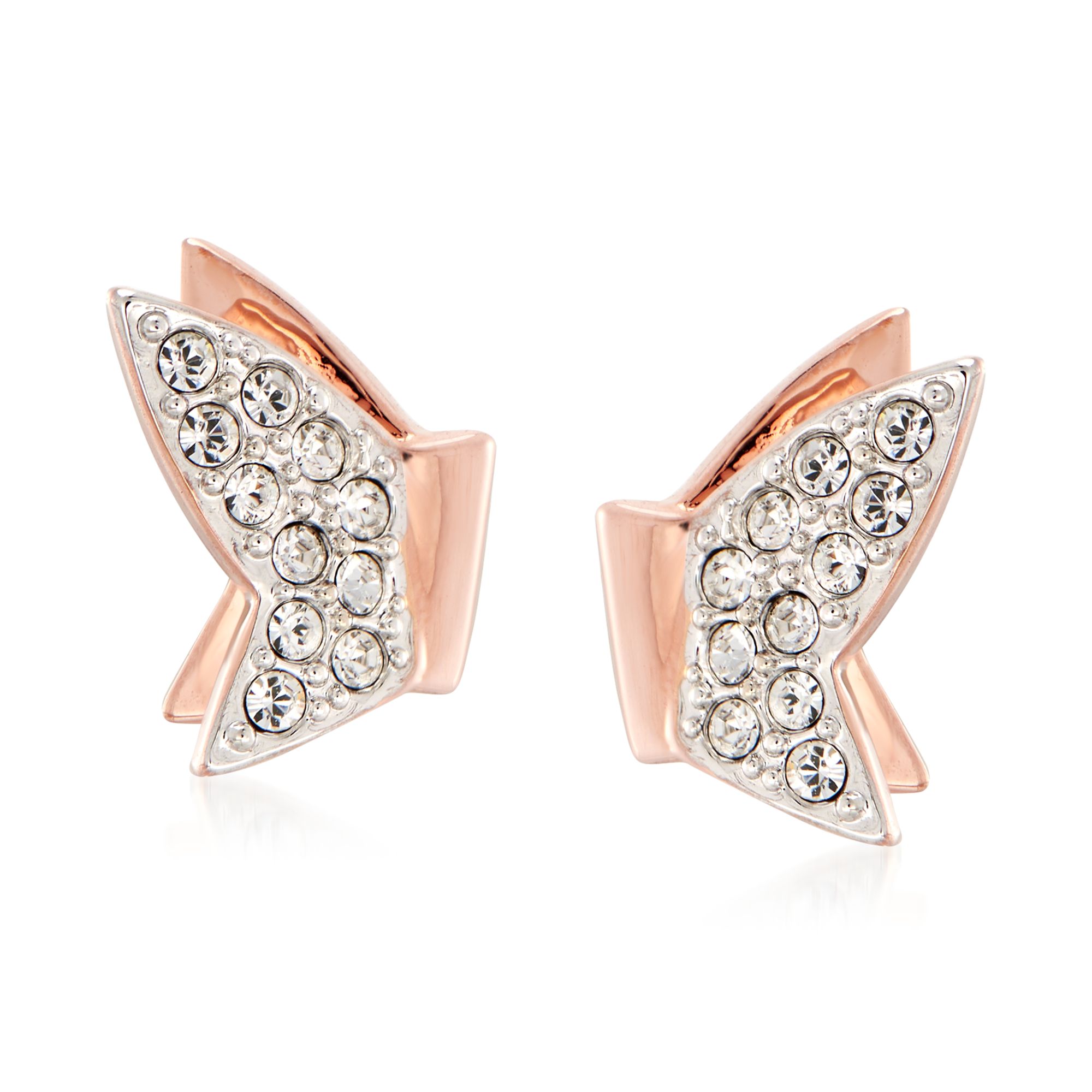 plek valuta Graag gedaan Swarovski Crystal "Lilia" Clear Crystal Butterfly Earrings in Rose Gold  Plate | Ross-Simons