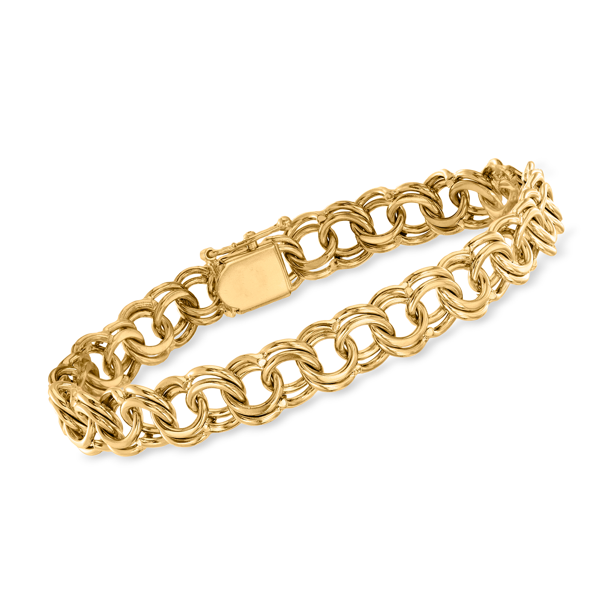 C. 1980 Vintage 14kt Yellow Gold Double-Cable Link Bracelet