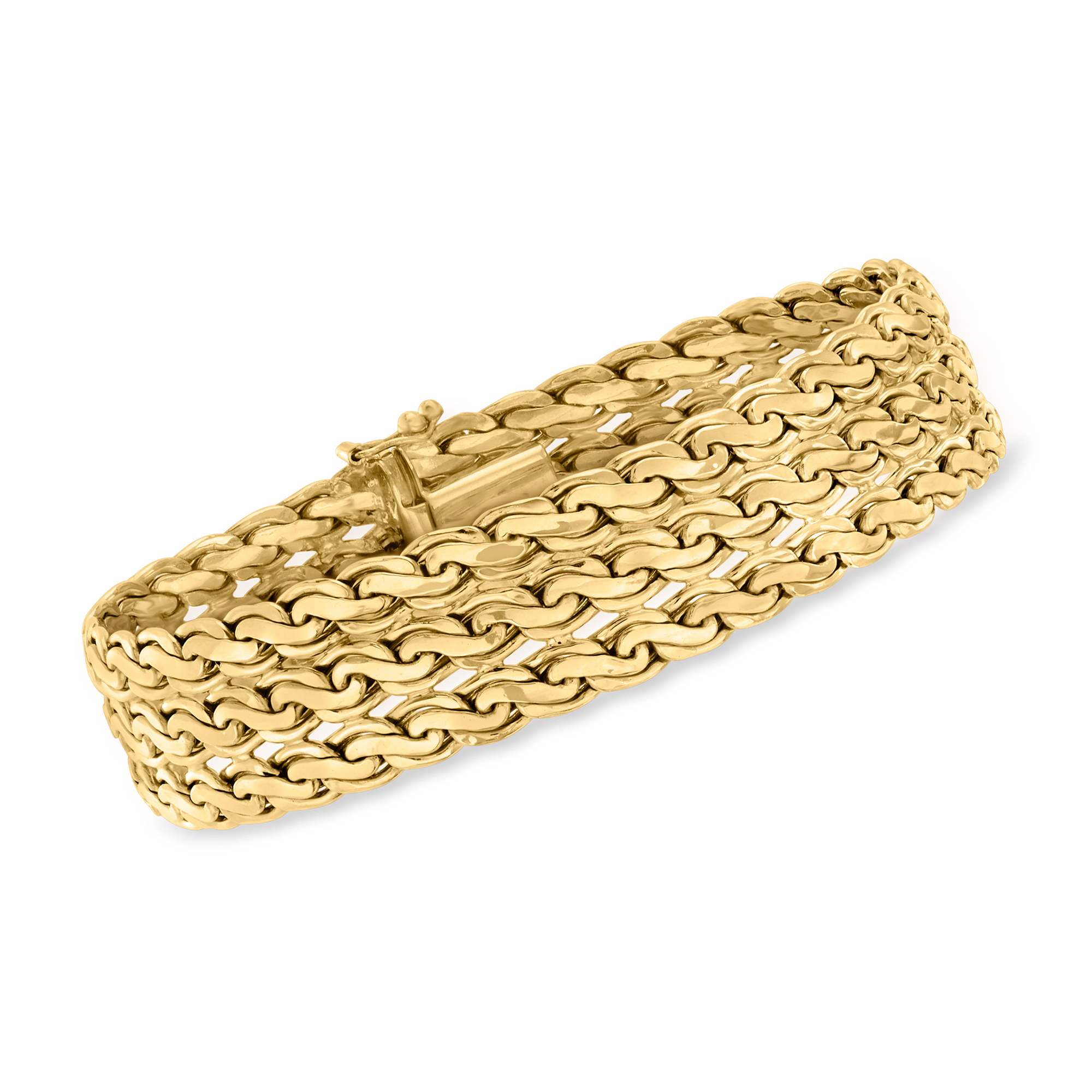 14kt Yellow Gold Three-Row Serpentine-Link Bracelet. 8 14kt Yellow Gold Three-Row Serpentine-Link Bracelet. 8