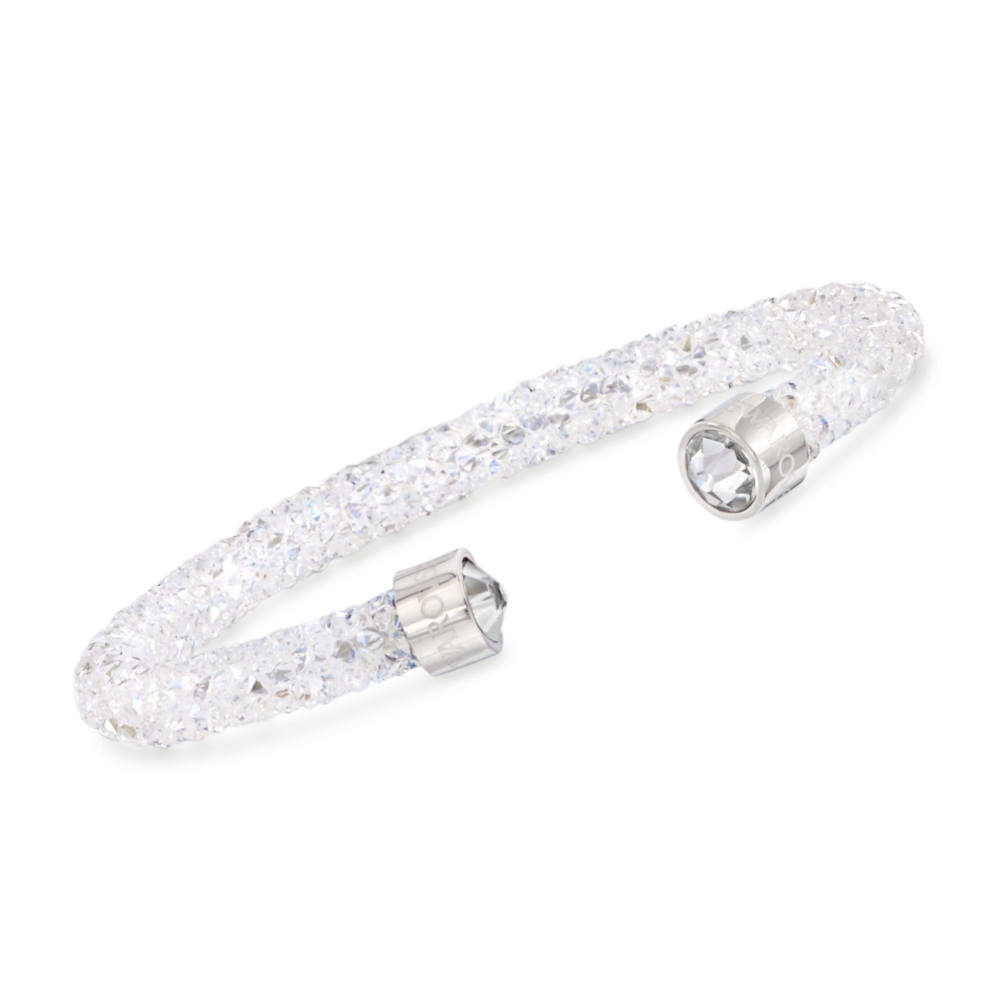 Donación Lijadoras Doctor en Filosofía Swarovski Crystal "Dust" White Crystal Cuff Bracelet in Stainless Steel |  Ross-Simons