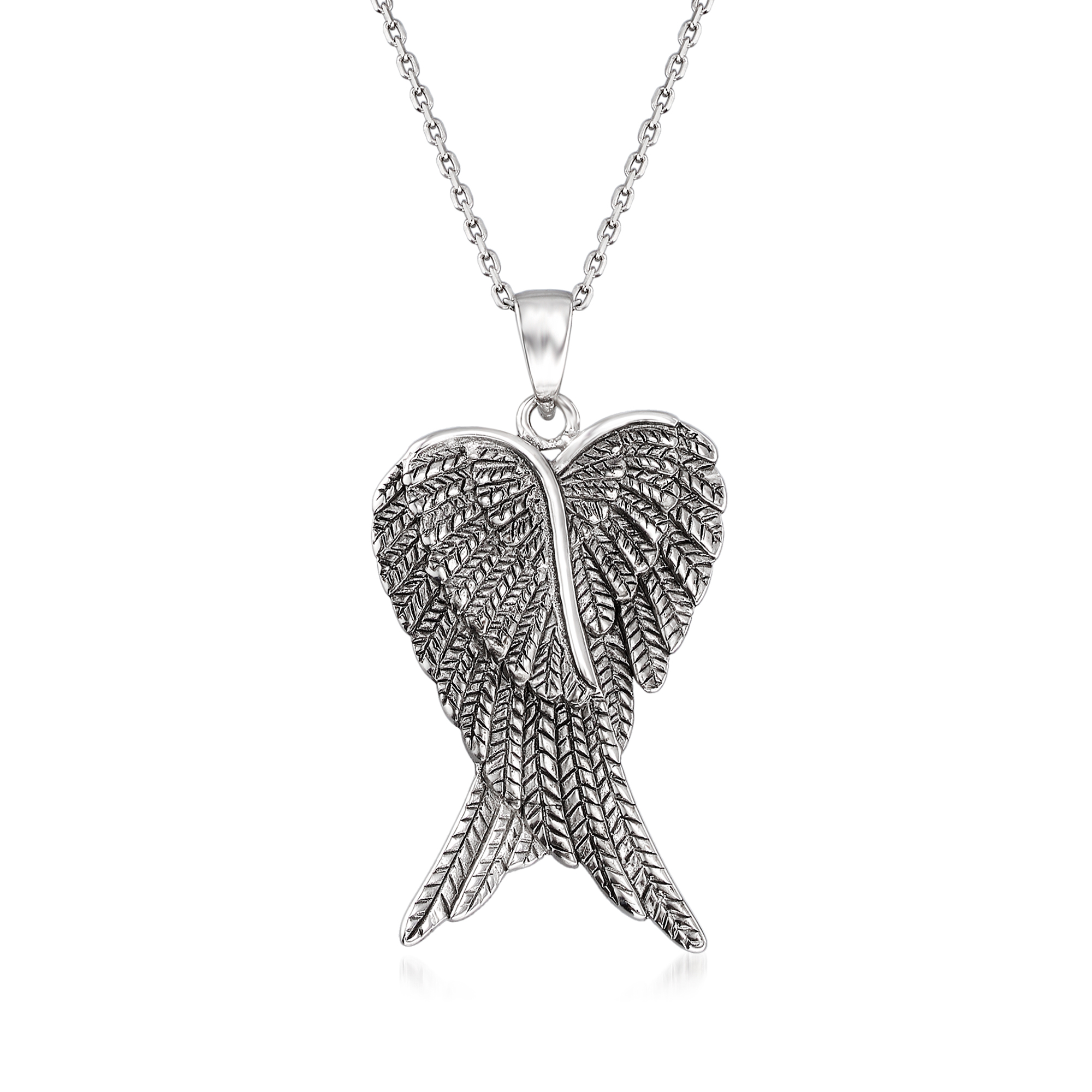 Sterling Silver Angel Wing Pendant Necklace | Ross-Simons
