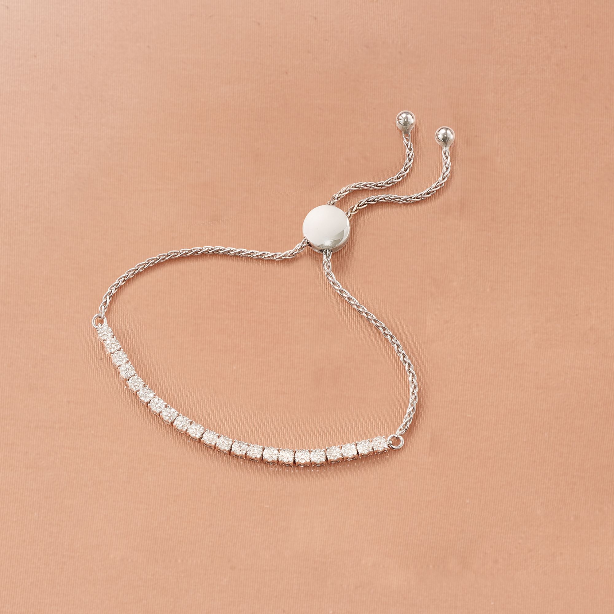 Sterling Silver 1 2 Carat Diamond Bolo Bracelet