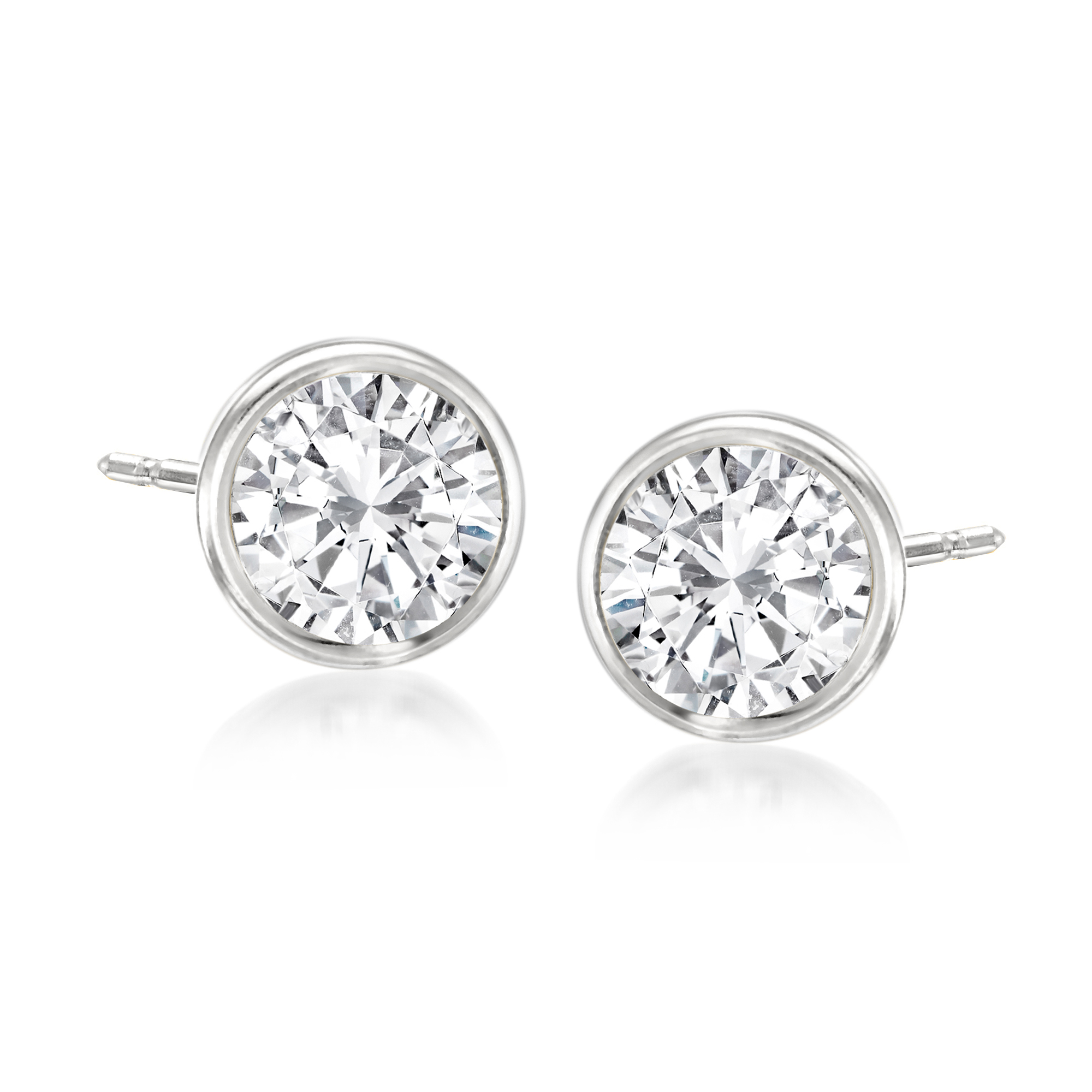 Ross-Simons 1.00 ct. t.w. Bezel-Set Diamond Stud Earrings in 14kt White  Gold | eBay
