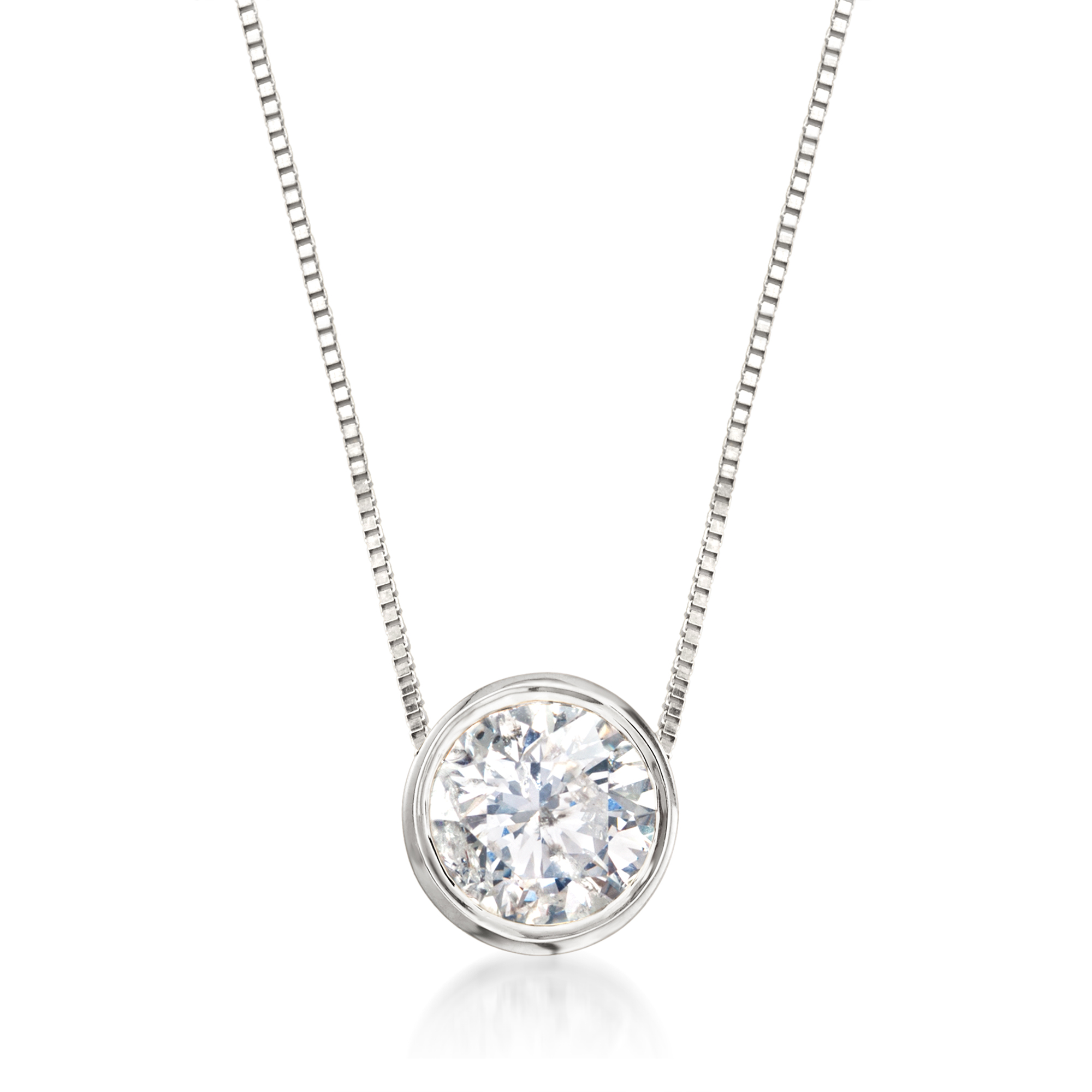 Ross-Simons 0.75 Carat Bezel-Set Diamond Solitaire Necklace in 14kt White  Gold