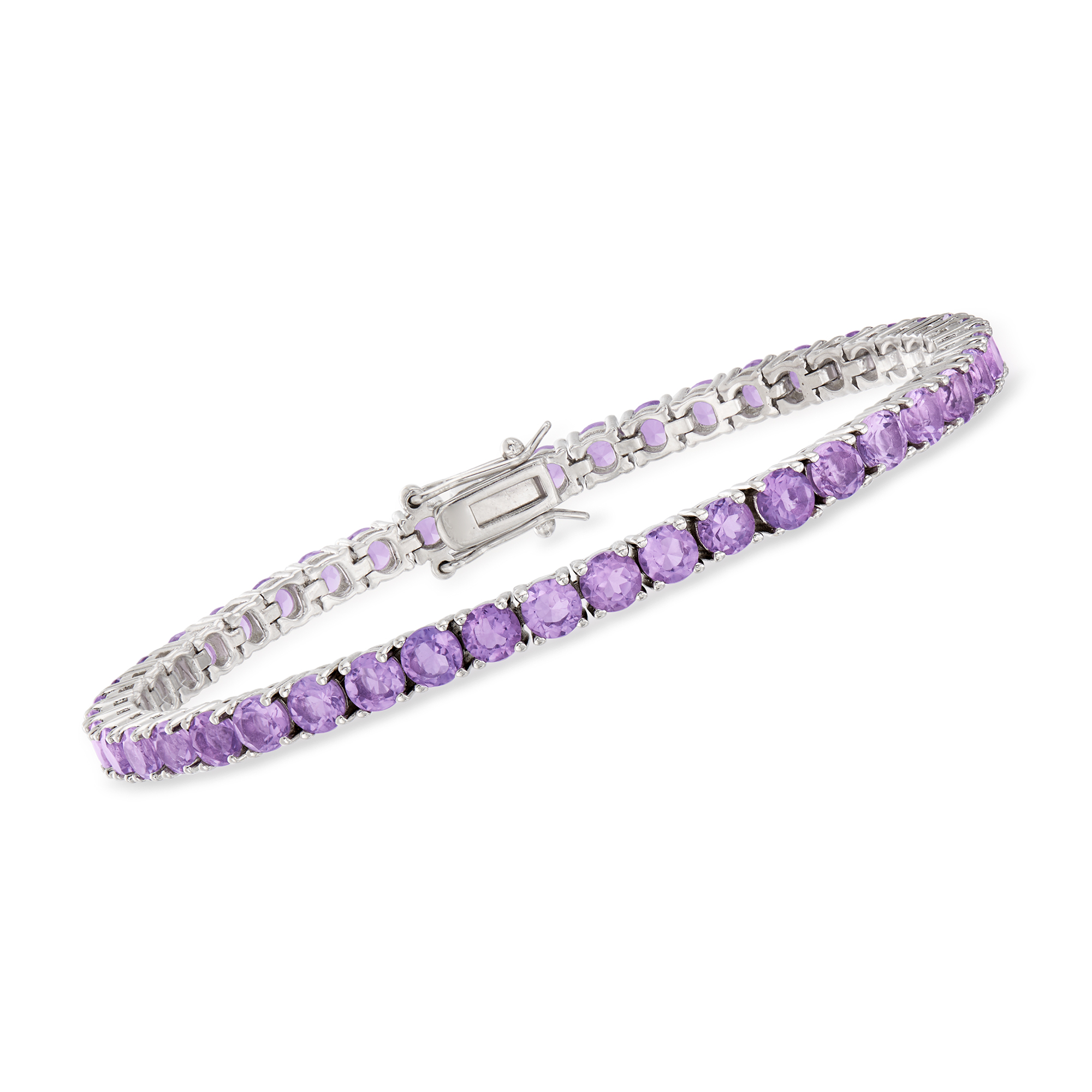 Cushion-Cut Purple Amethyst Gemstone Tennis Bracelet