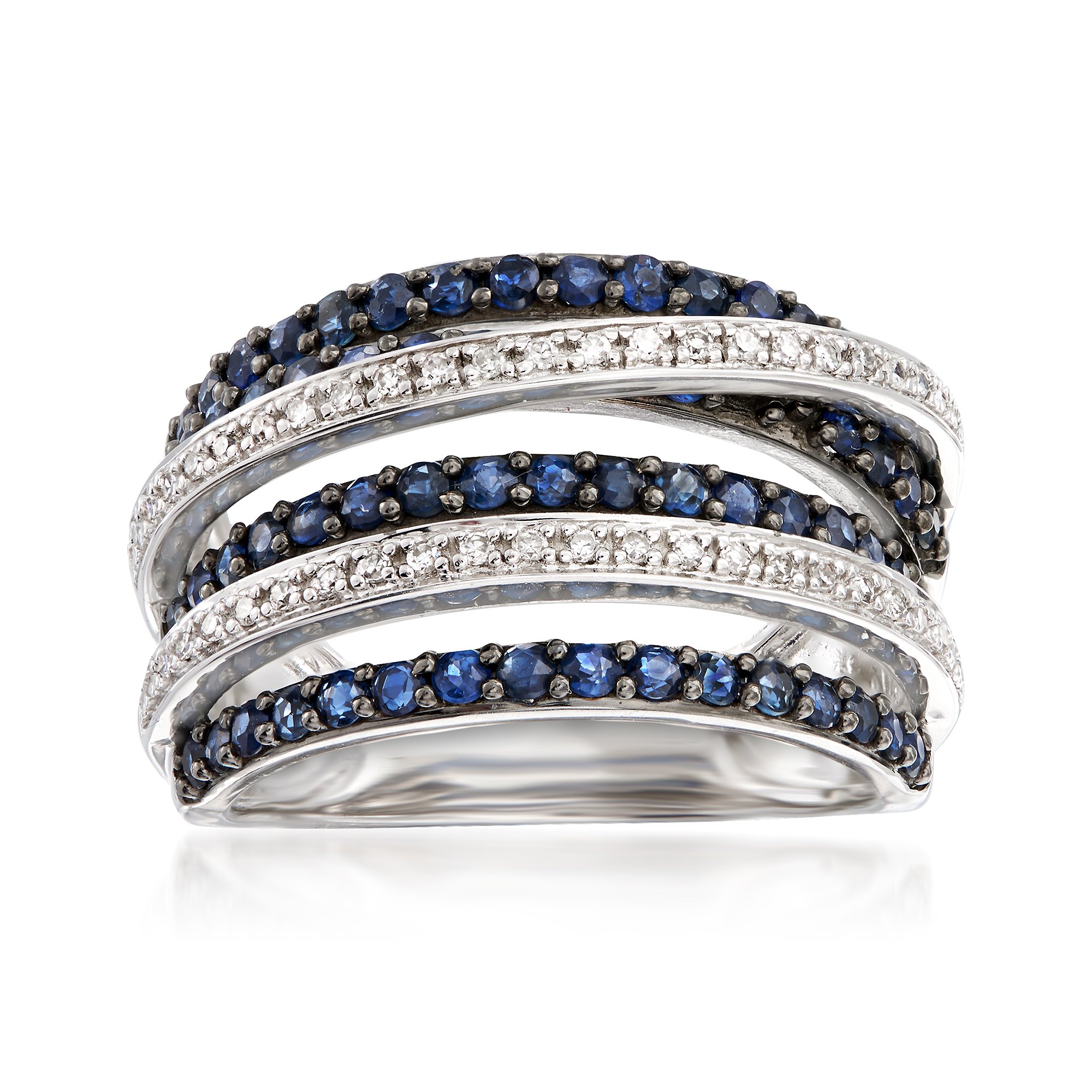 その他 DiamondMoon 1.00 ct. t.w. Sapphire and .15 ct. t.w. Diamond Highway Ring in