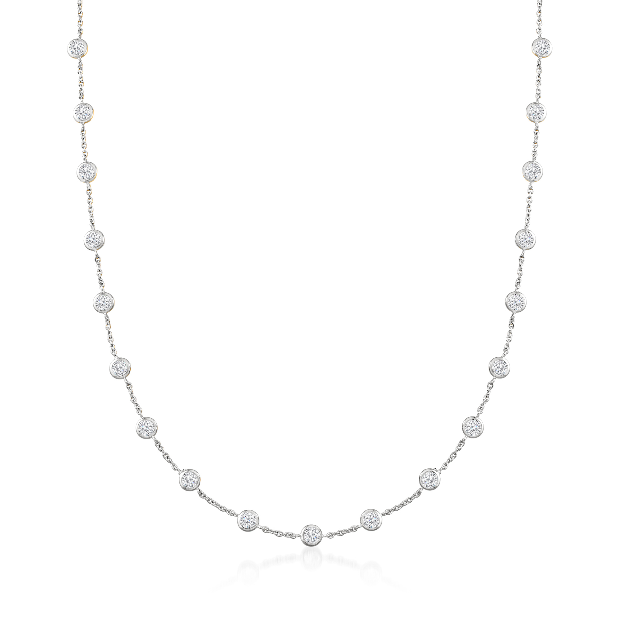 10.00 ct. t.w. Bezel-Set CZ Station Necklace in Sterling Silver