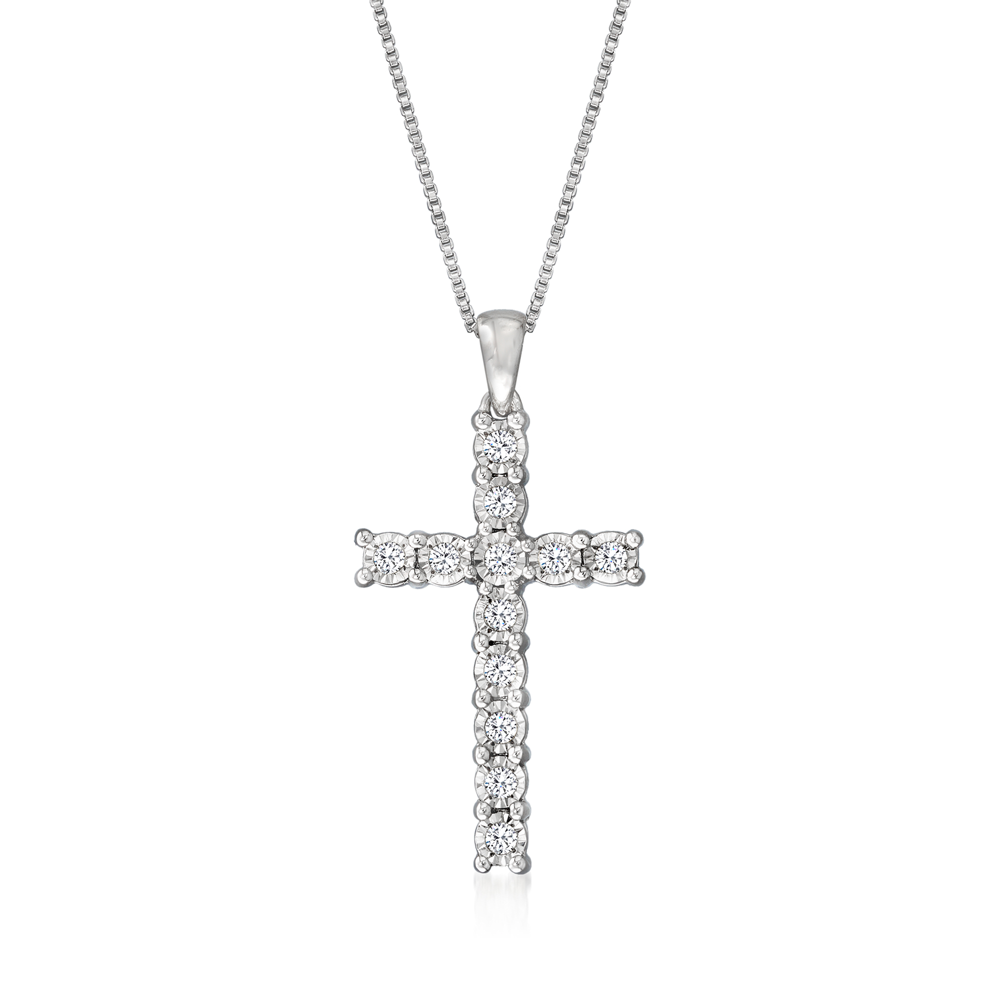 25 ct. t.w. Diamond Cross Pendant Necklace in Sterling Silver