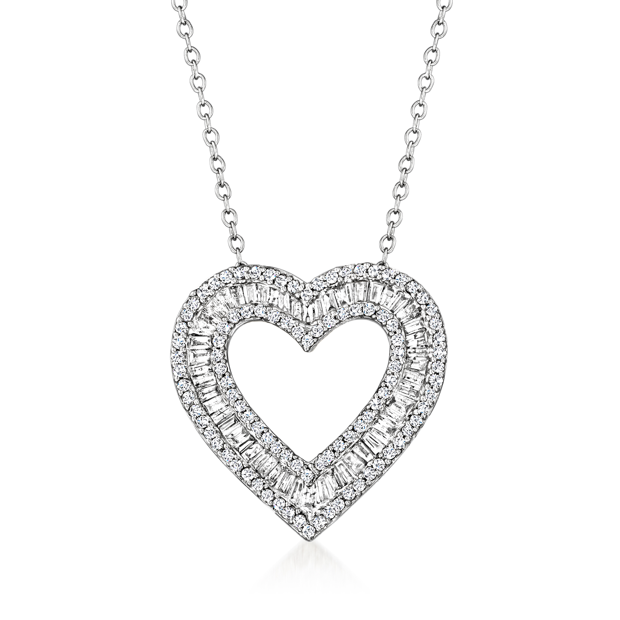 ネックレス・ペンダント MORELLATO 1706 CIONDOLO 1POINT DIAMOND HEART MOTIFS NECKRACE 1.00 ct. t.w. Baguette and Round Diamond Heart Pendant
