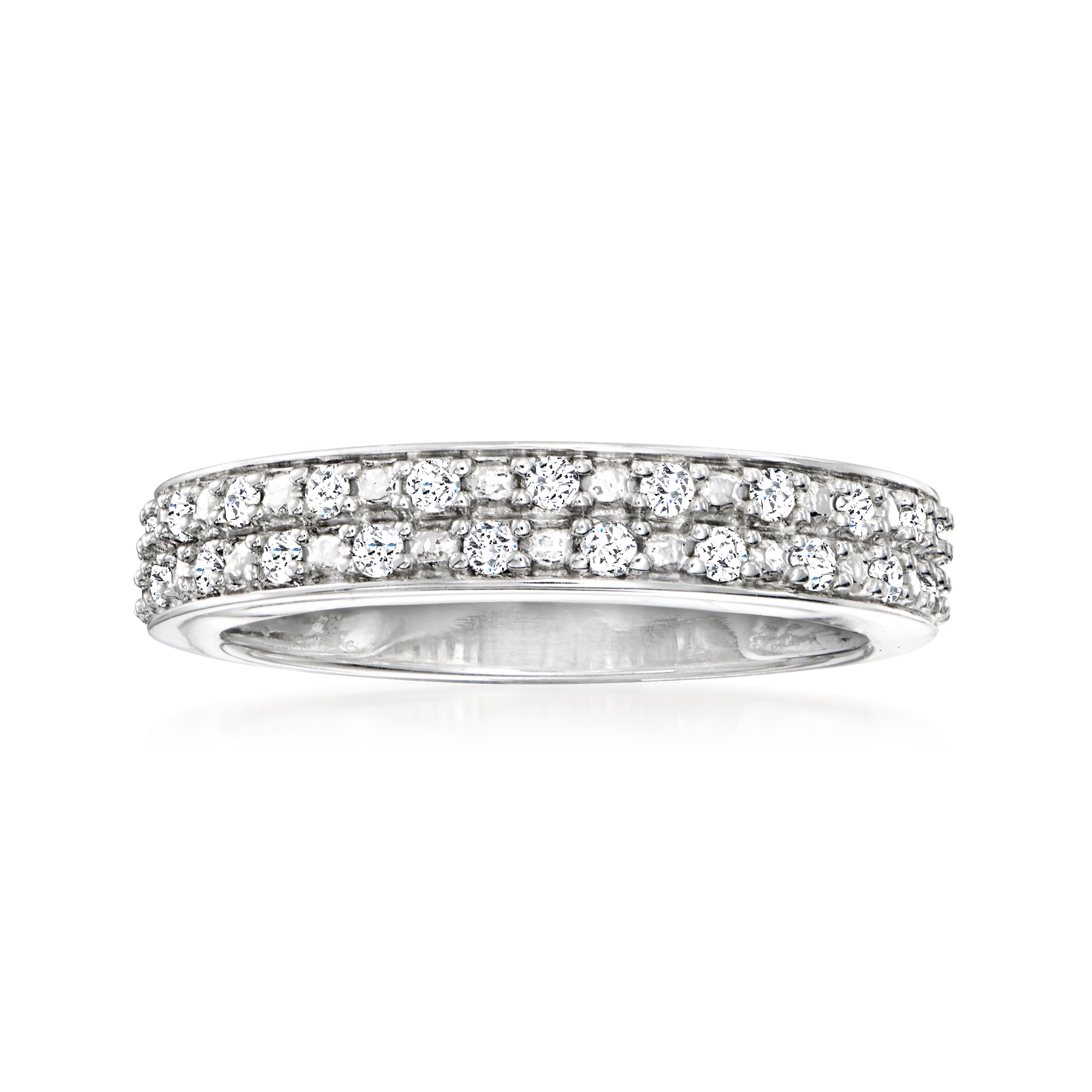 [韓国人気ジュエリー] nff Silver Radience Ring Grey 25 ct. t.w. Diamond Two-Row Ring in Sterling Silver