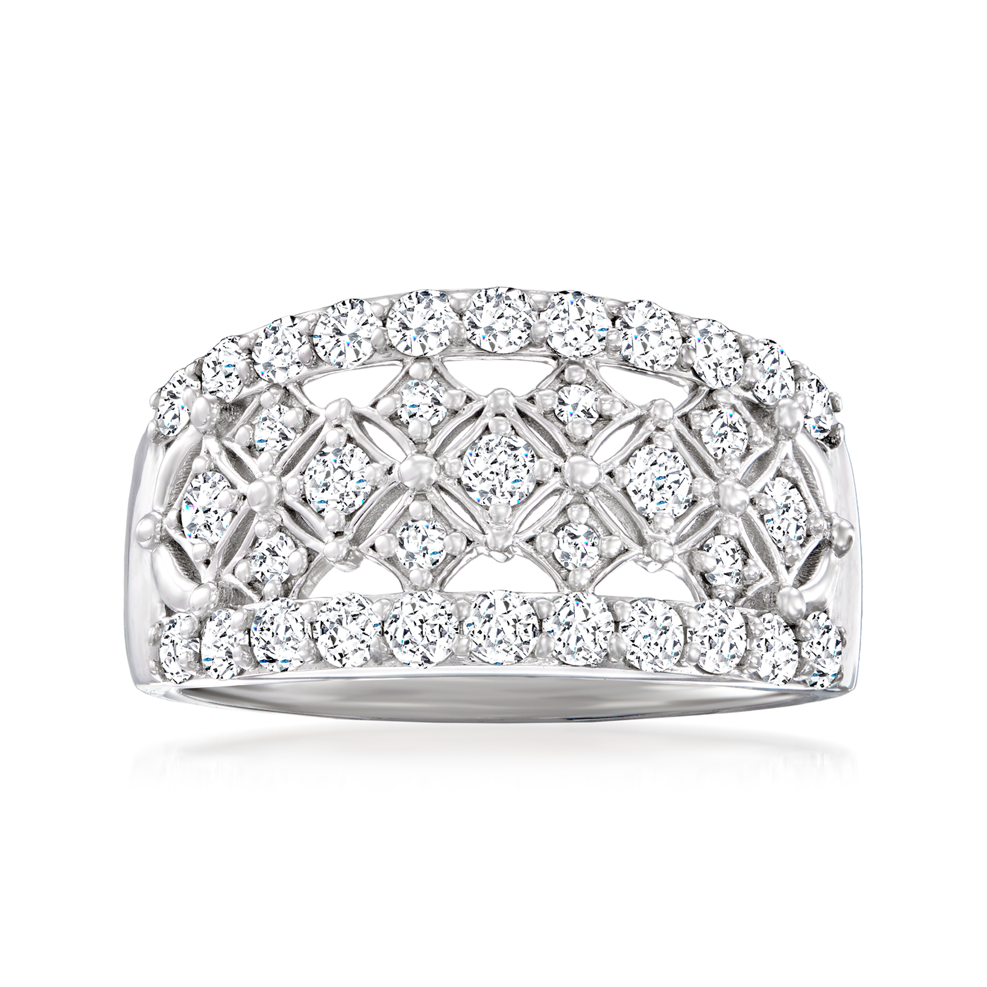 1.00 ct. t.w. Diamond Checkered Ring in 14kt White Gold