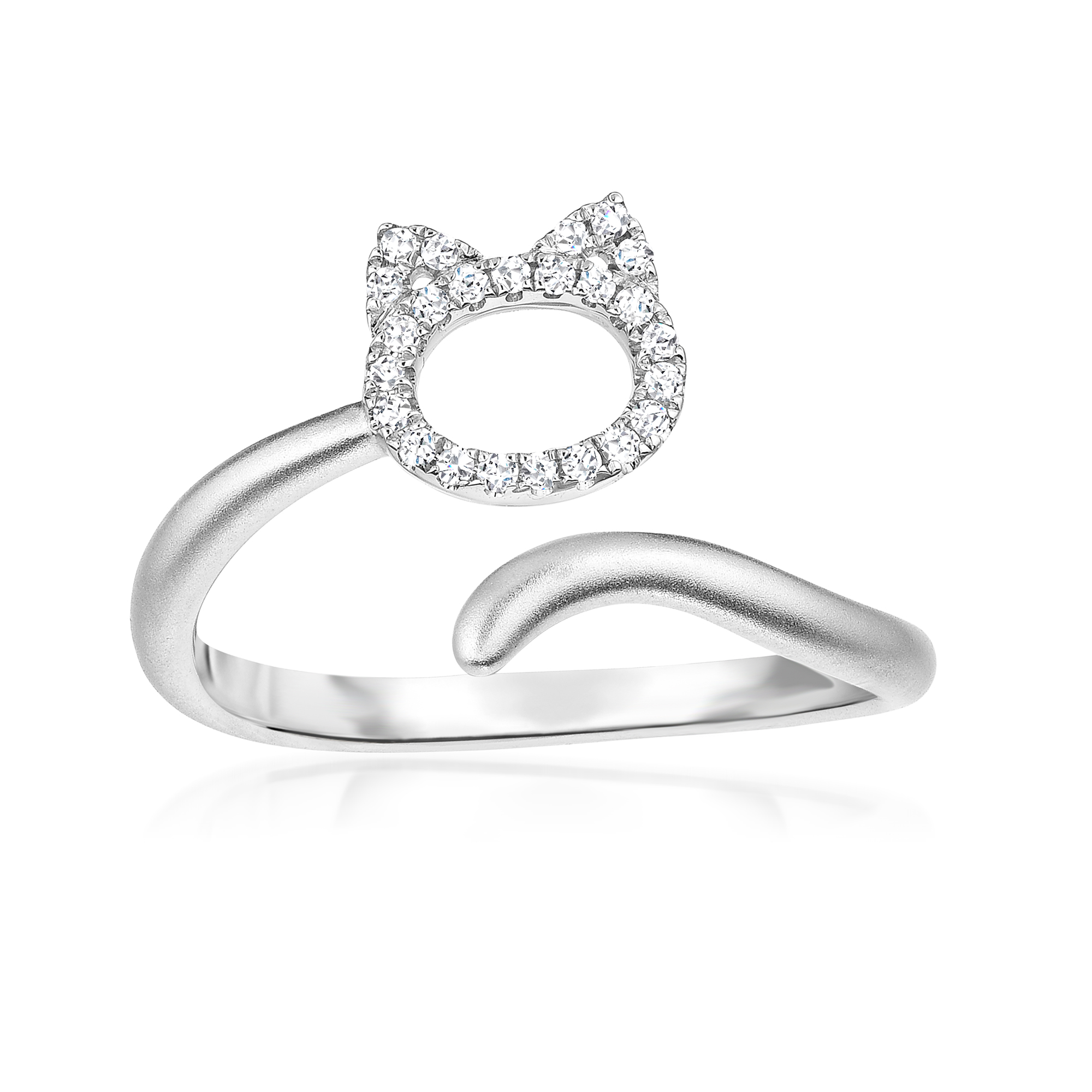 10 ct. t.w. Diamond Open-Space Cat Bypass Ring in Sterling