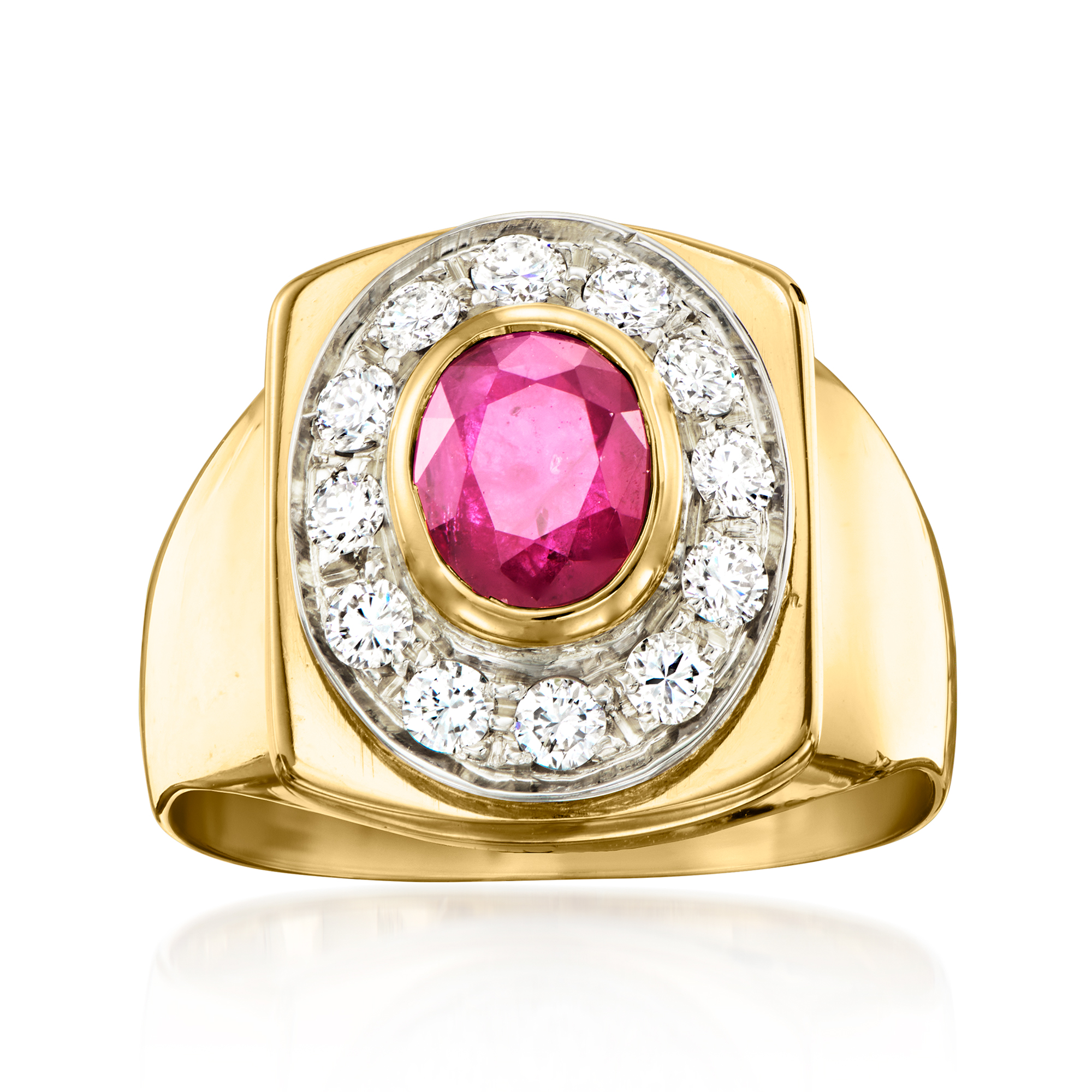 C. 1980 Vintage 1.15 Carat Ruby and .55 ct. t.w. Diamond