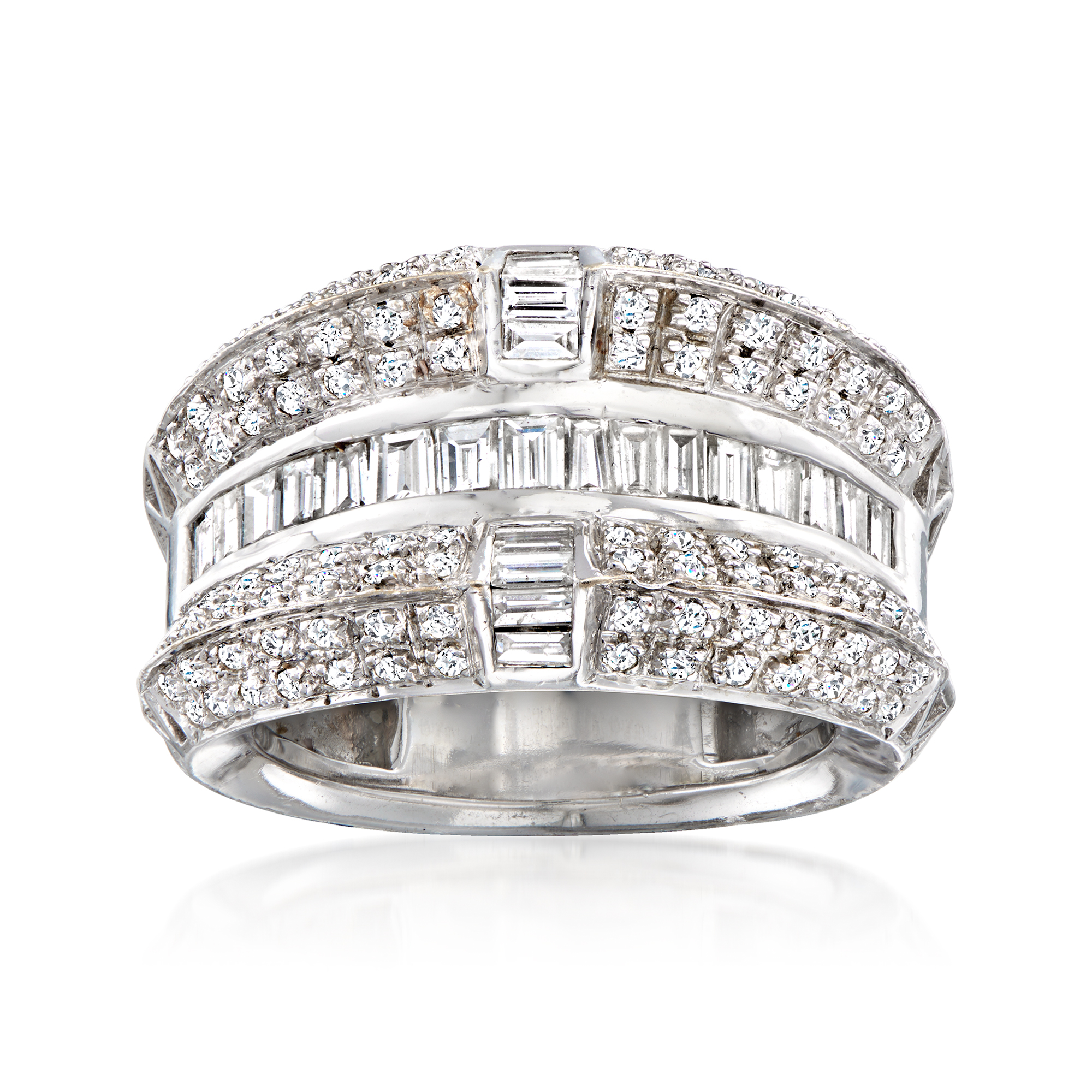C. 1990 Vintage 2.00 ct. t.w. Baguette and Round Diamond