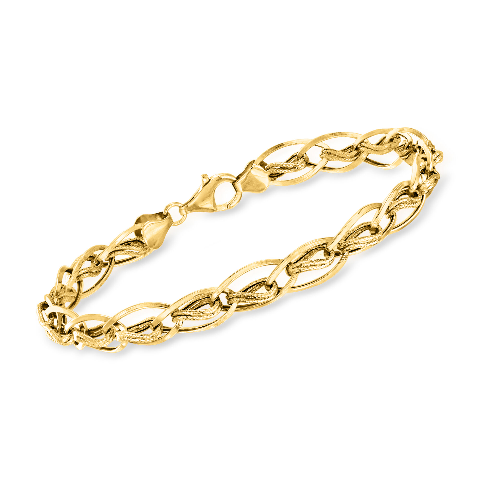 14kt Yellow Gold Oval and Double-Twisted Link Bracelet