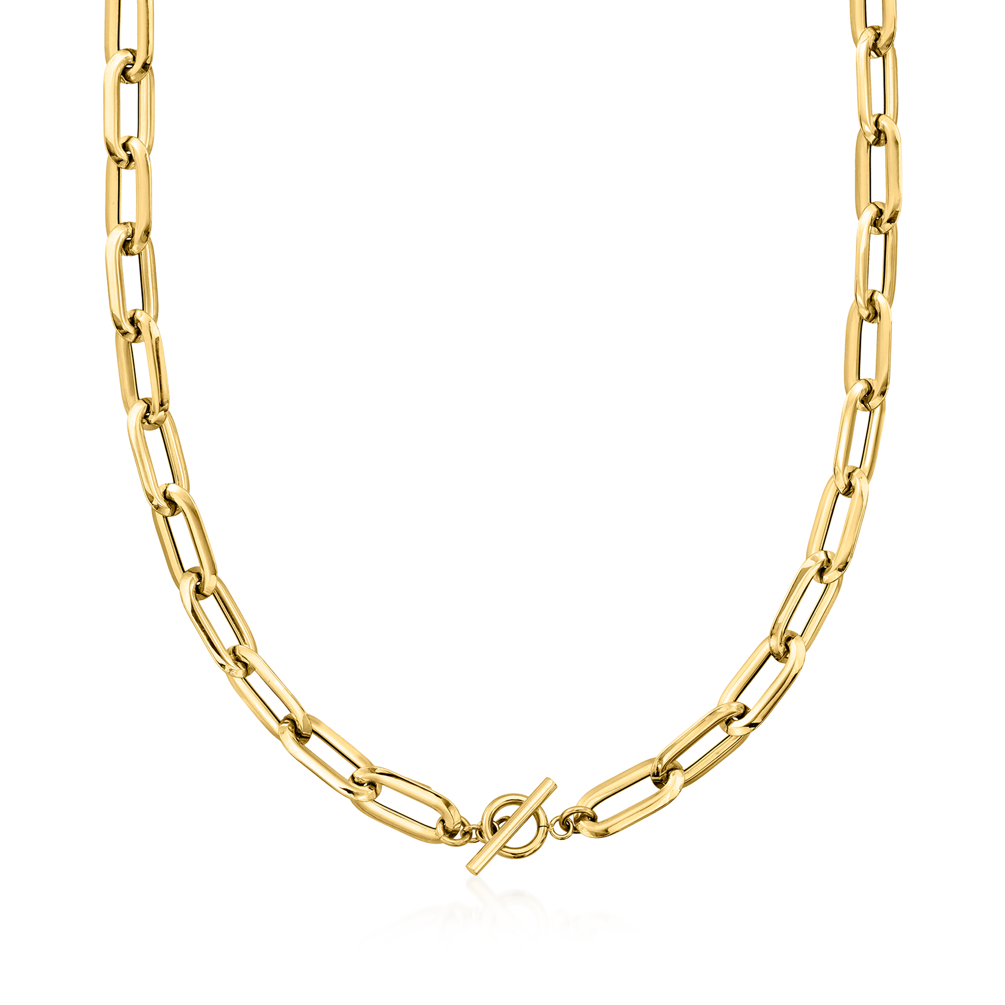Italian 18kt Yellow Gold Textured Circle-Link Necklace