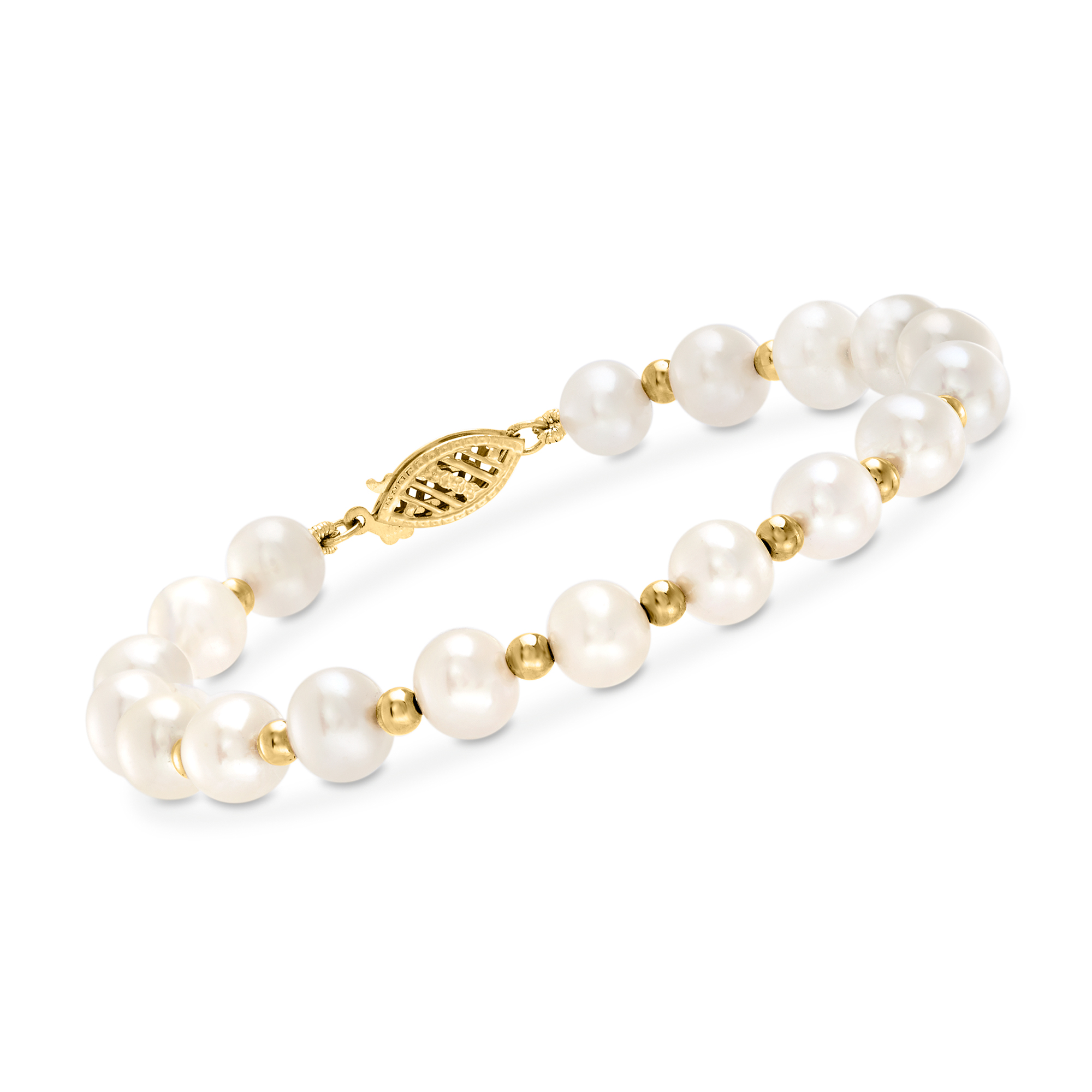 6-7mm Cultured Pearl Bracelet with 14kt Yellow Gold | Ross