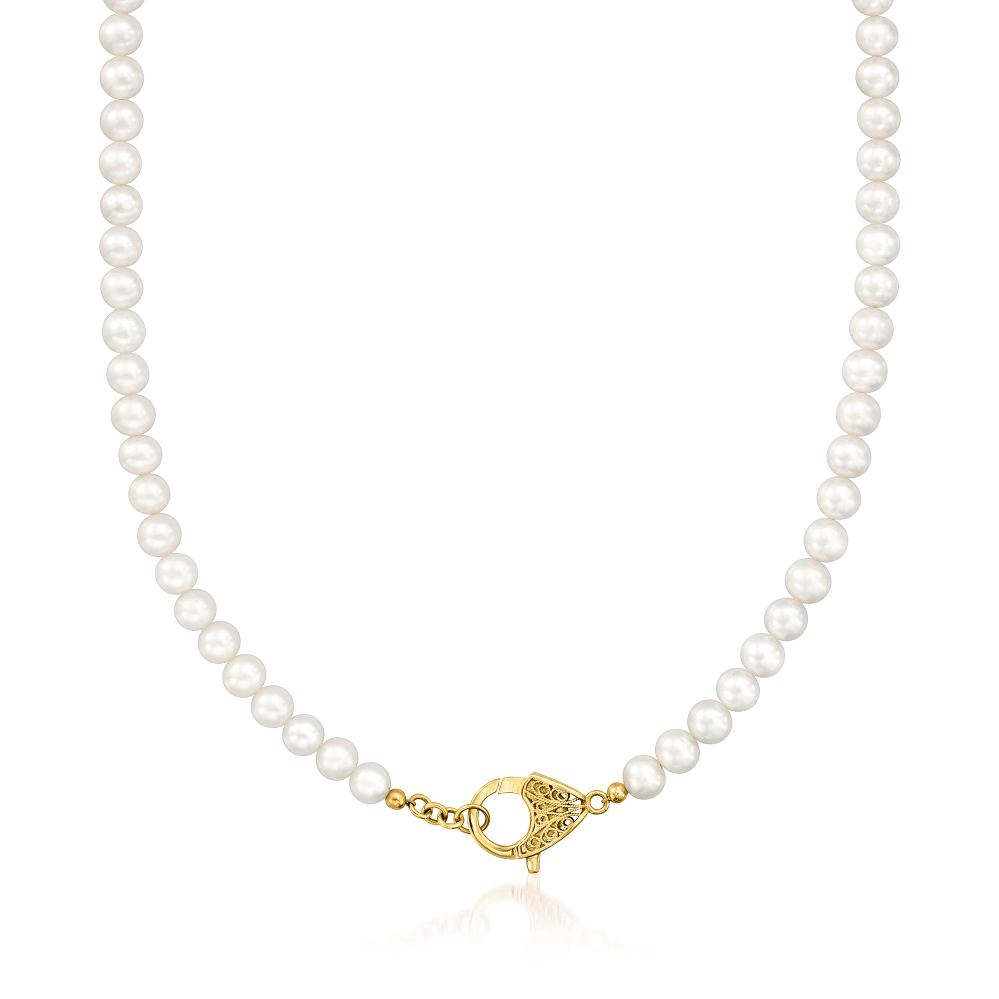 6.5-7mm Cultured Pearl Lobster Clasp Necklace in 18kt Gold