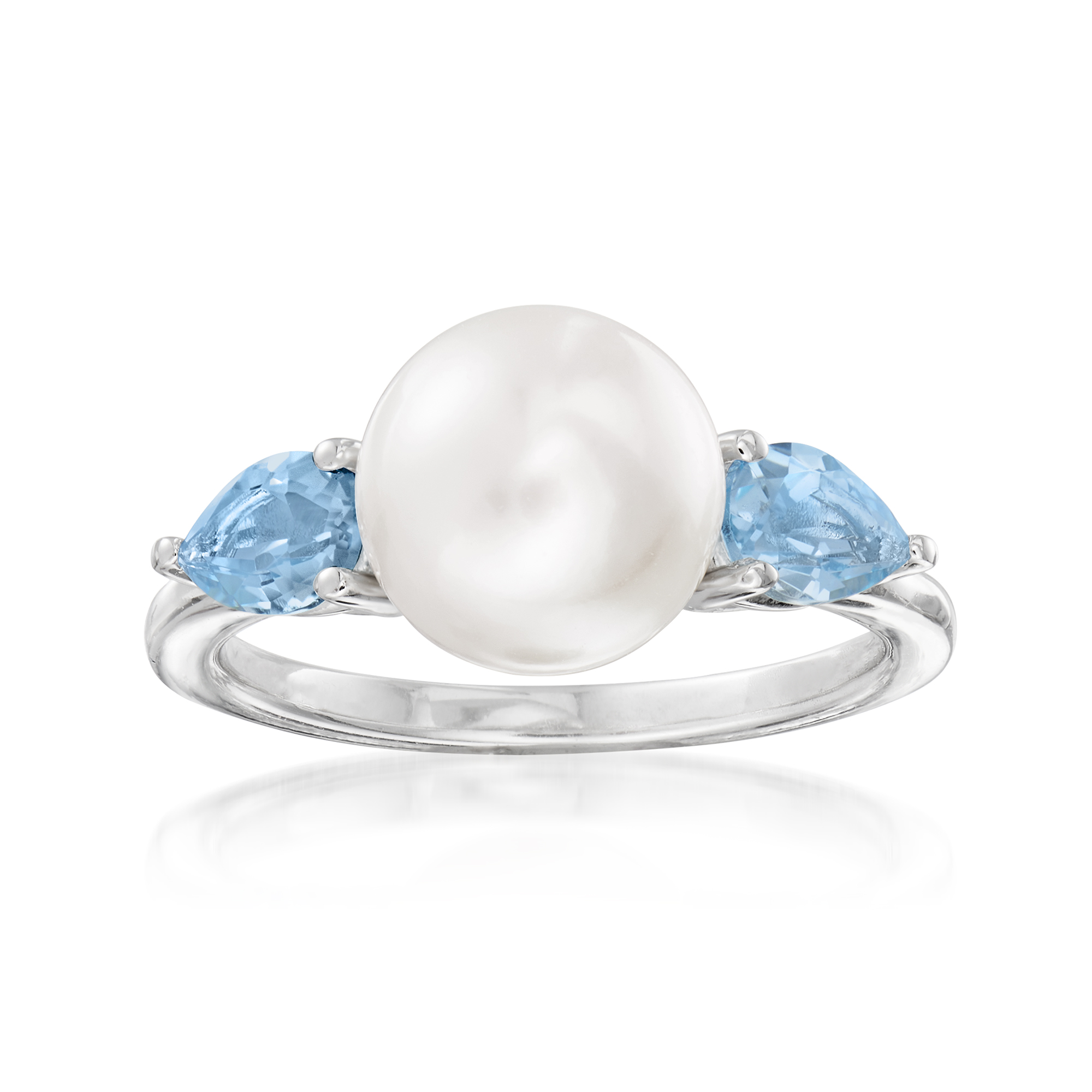 Gabriel Designs 9-9.5mm Cultured Pearl Ring with .98 ct