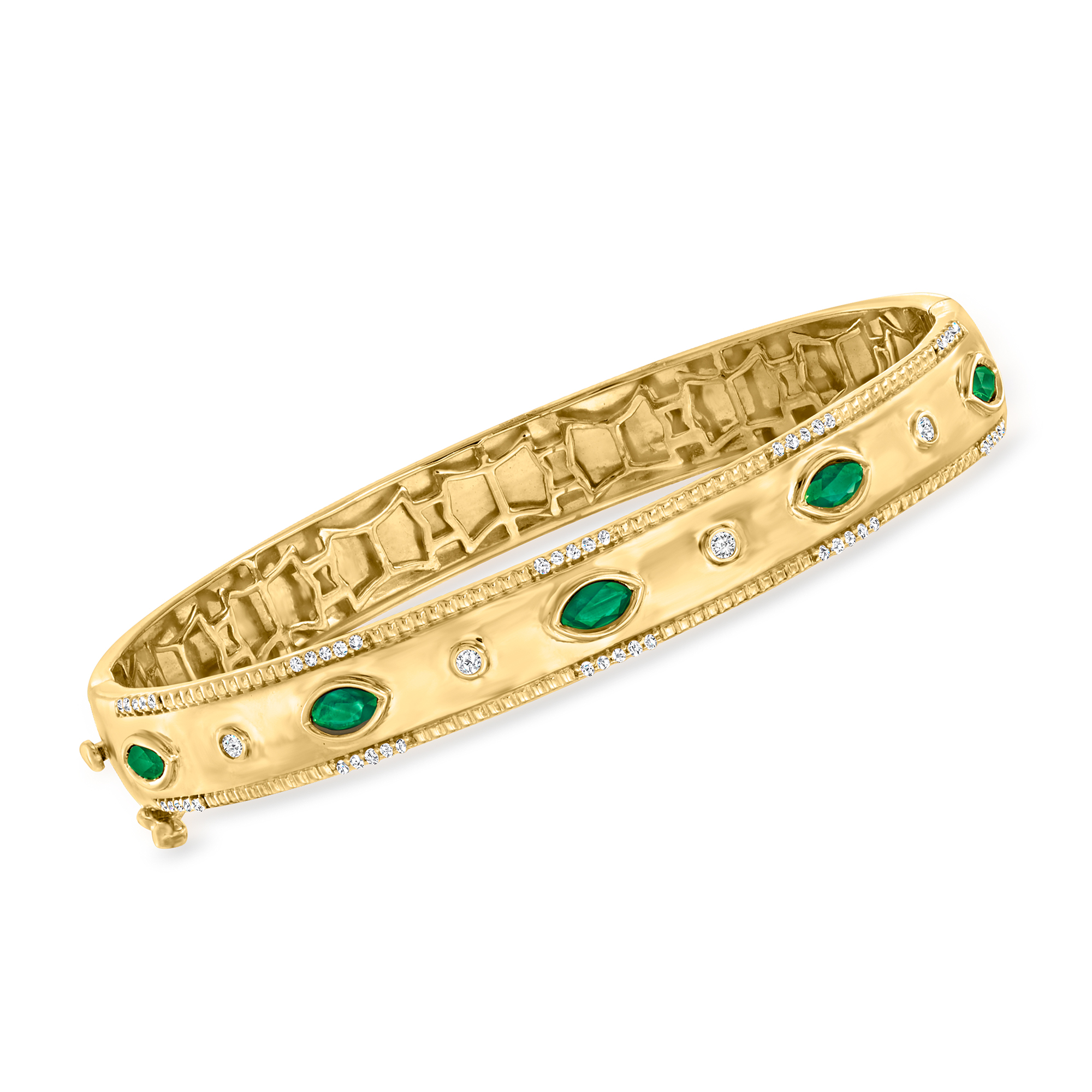 80 ct. t.w. Emerald and .26 ct. t.w. Diamond Bangle Bracelet