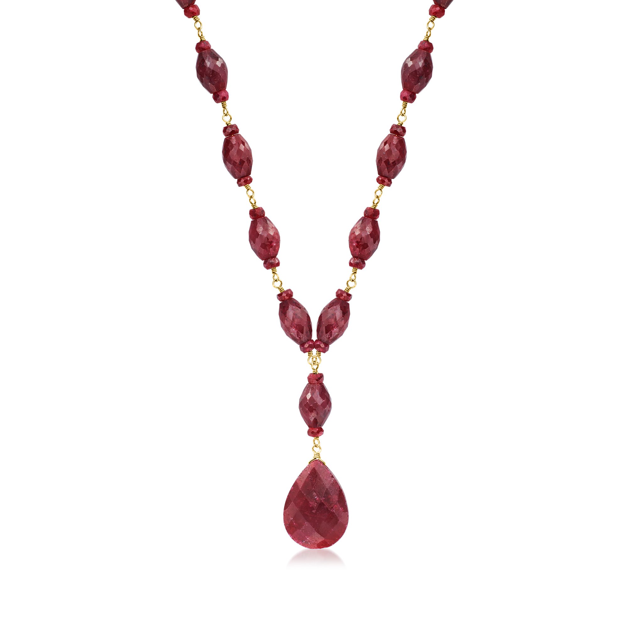 Ruby Drop Necklace in 18kt Yellow Gold Over