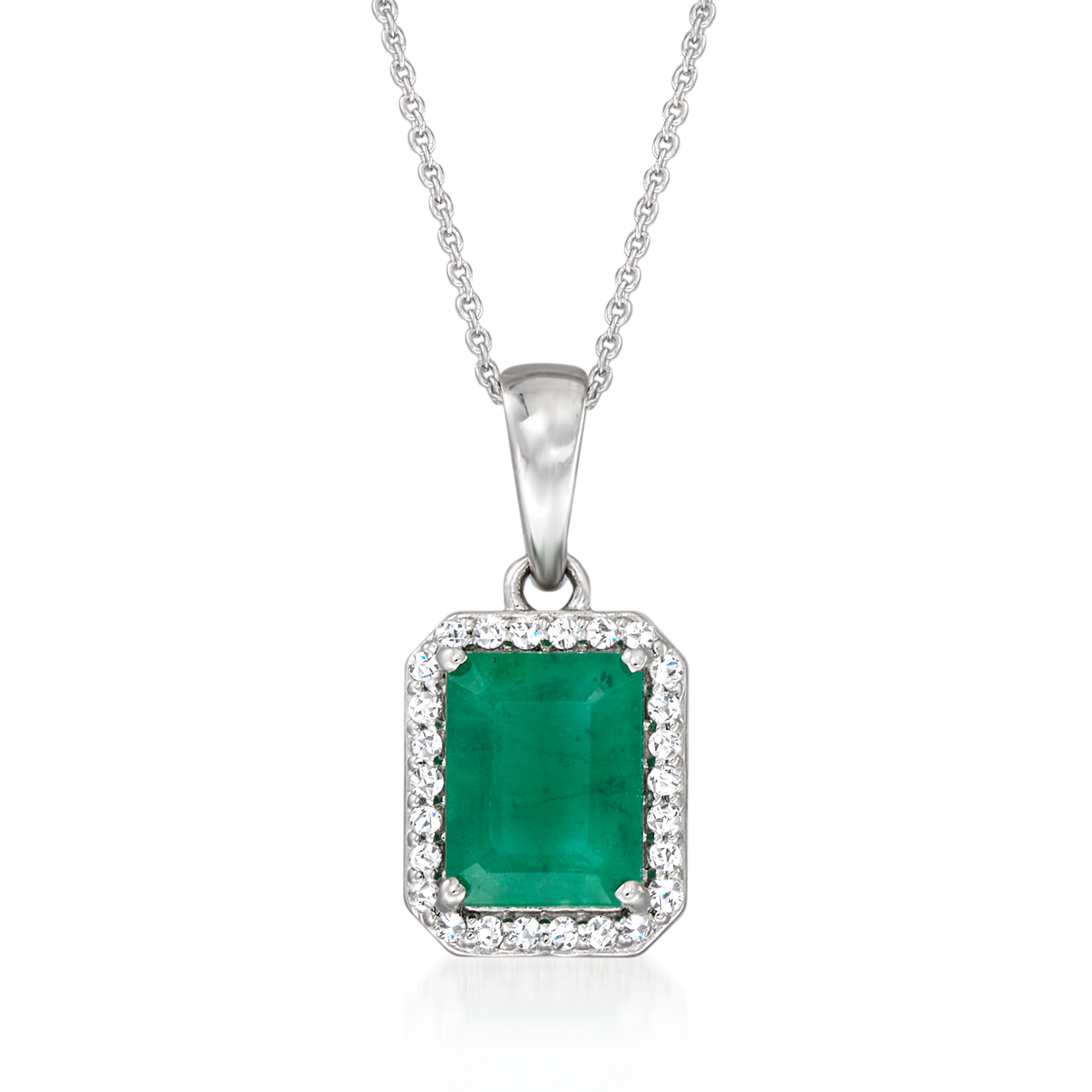 1.60 Carat Emerald and .16 ct. t.w. Diamond Pendant Necklace