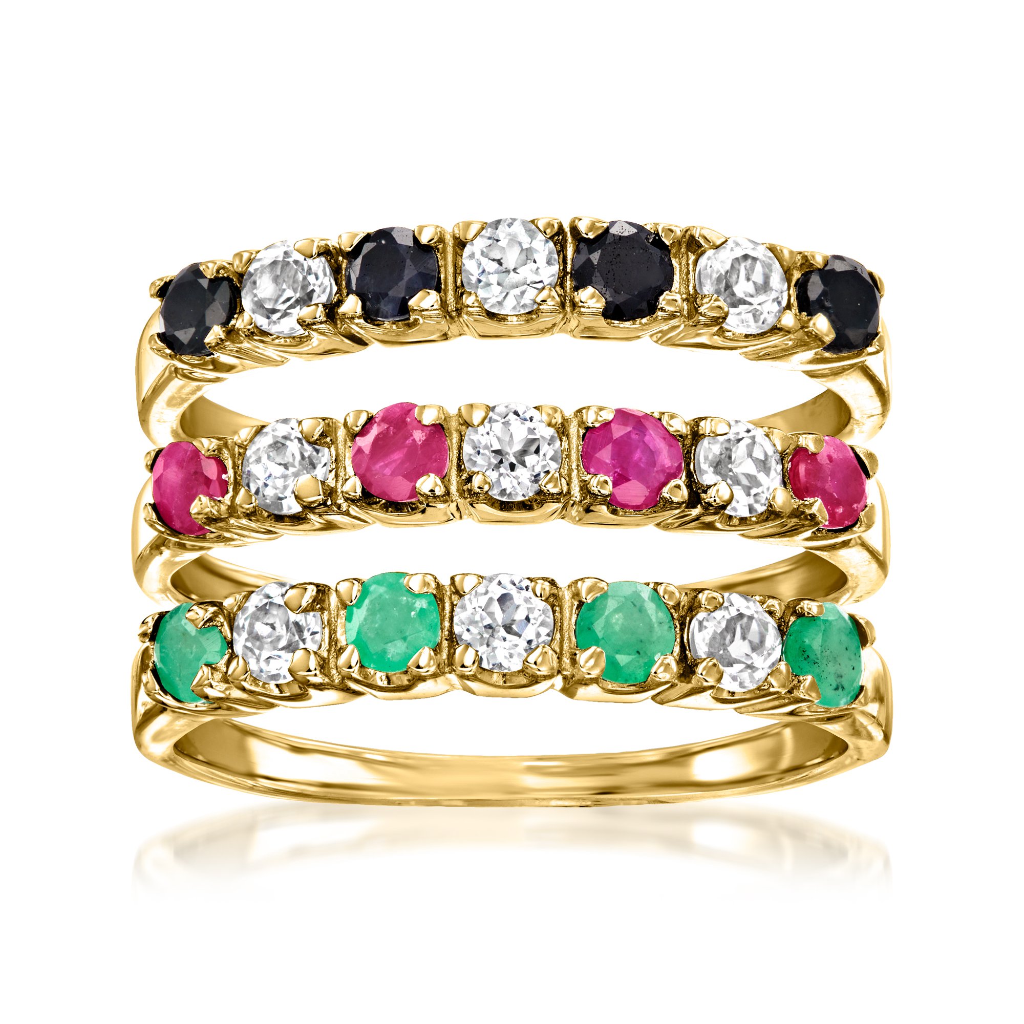 Multi-Gemstone Jewelry Set: Three Rings in 18kt Gold