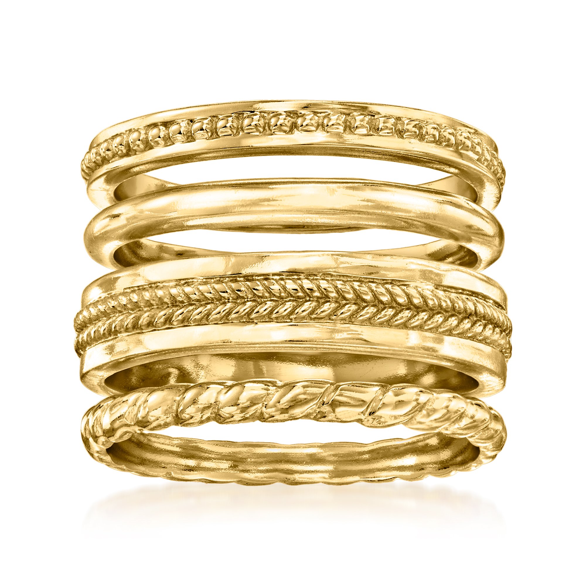 18kt Gold Over Sterling Jewelry Set: Four Stackable Size