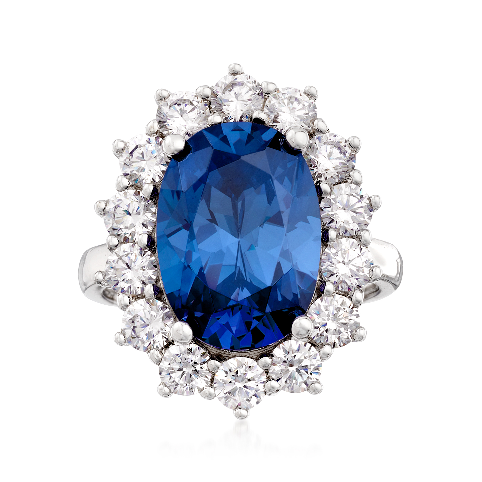 Carat Simulated Sapphire and CZ Ring in